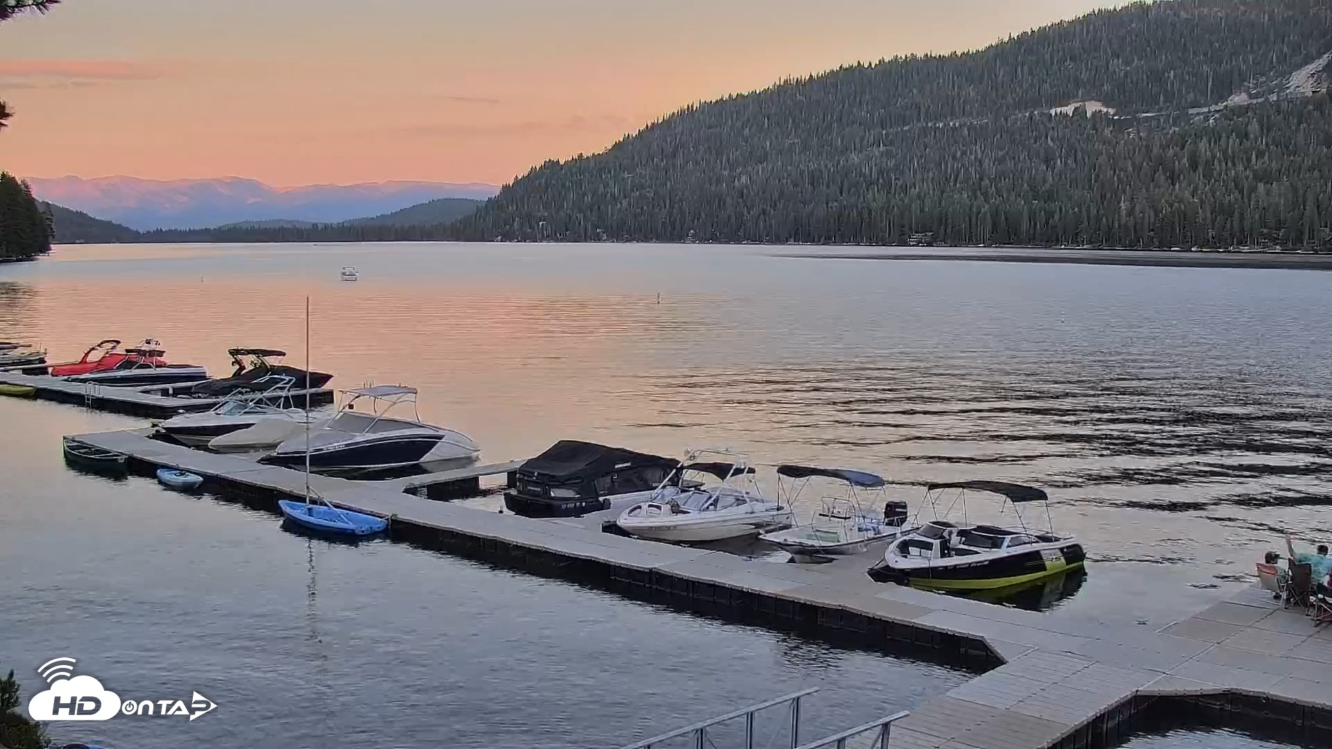 Snapshot of Donner Lake and Village Live Webcam taken Jun 28, 2025, 8:26pm PDT