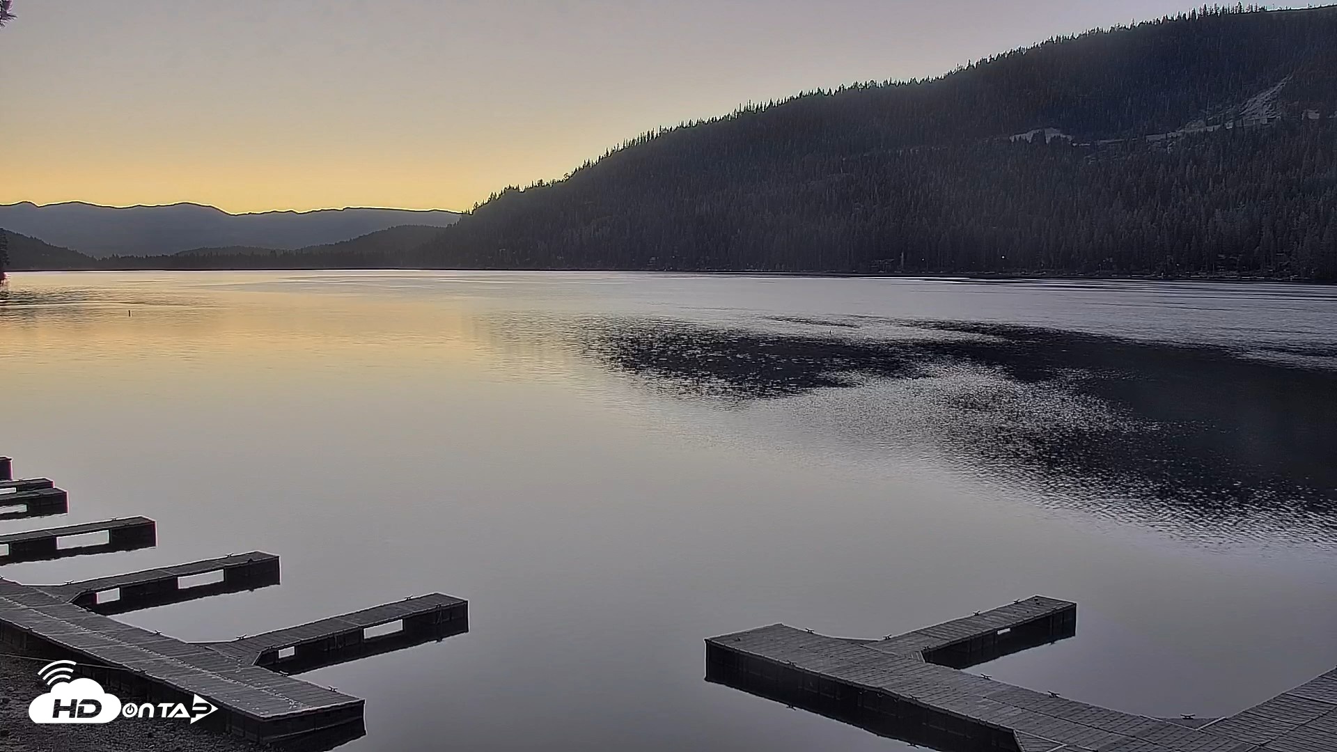 Snapshot of Donner Lake and Village Live Webcam taken Oct 18, 2026, 7:01am PDT