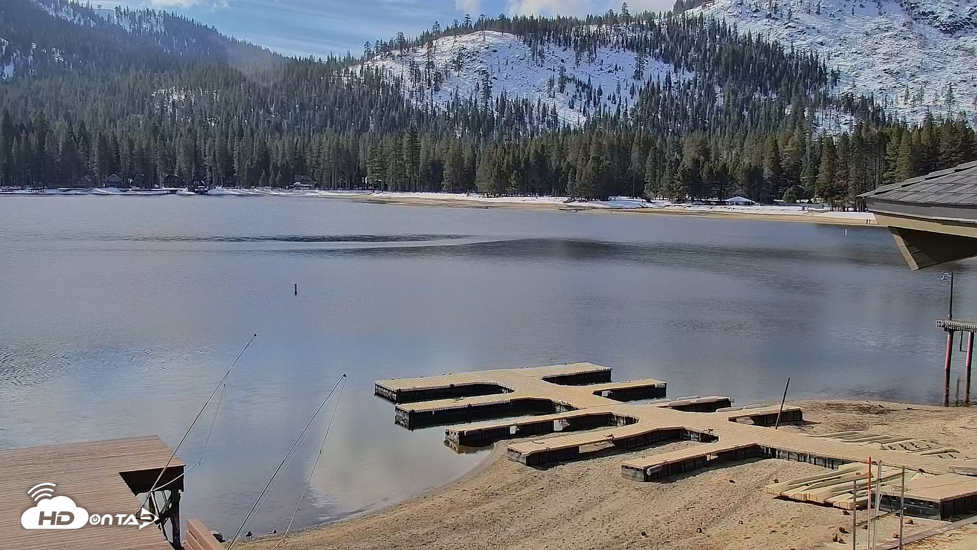 Snapshot of Donner Lake and Village Live Webcam taken Feb 15, 2026, 10:27am PST