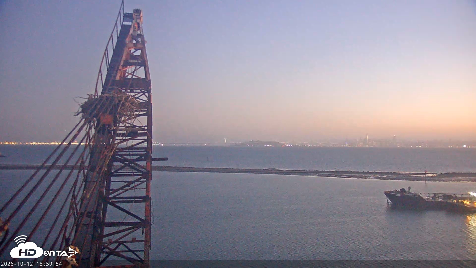 Snapshot of San Francisco Bay Osprey Nest Live Webcam taken Oct 12, 2026, 7:00pm PDT