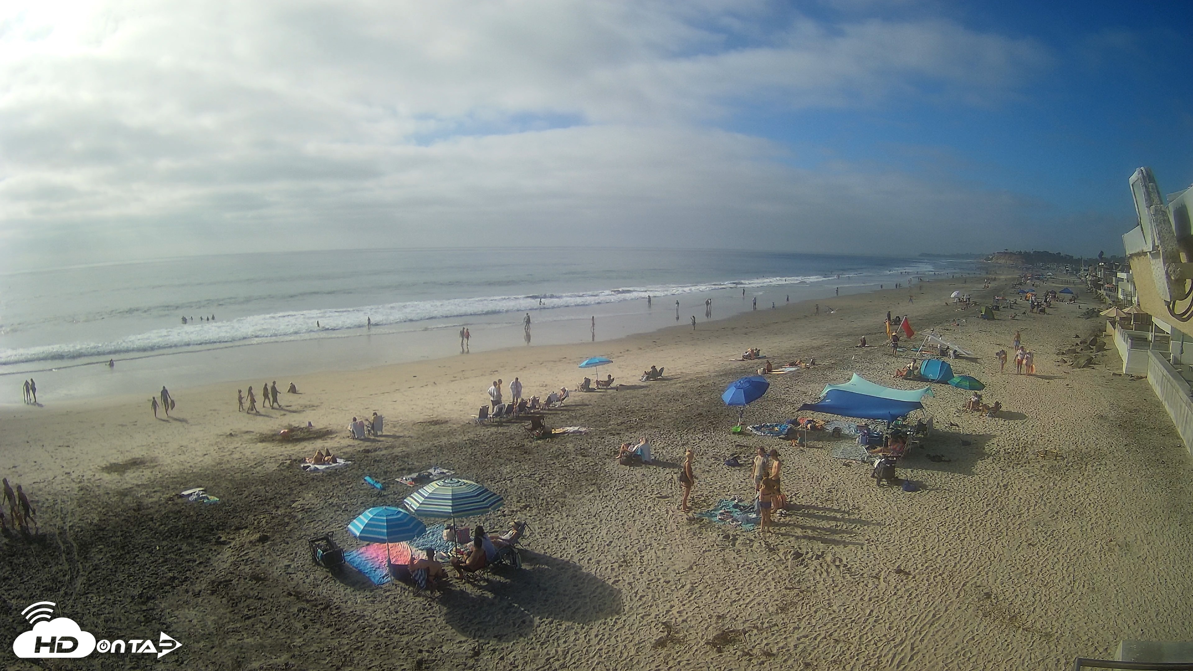 Snapshot of 17th St. Del Mar Beach - 4K NW View Live Cam taken Sep 12, 2026, 4:38pm PDT