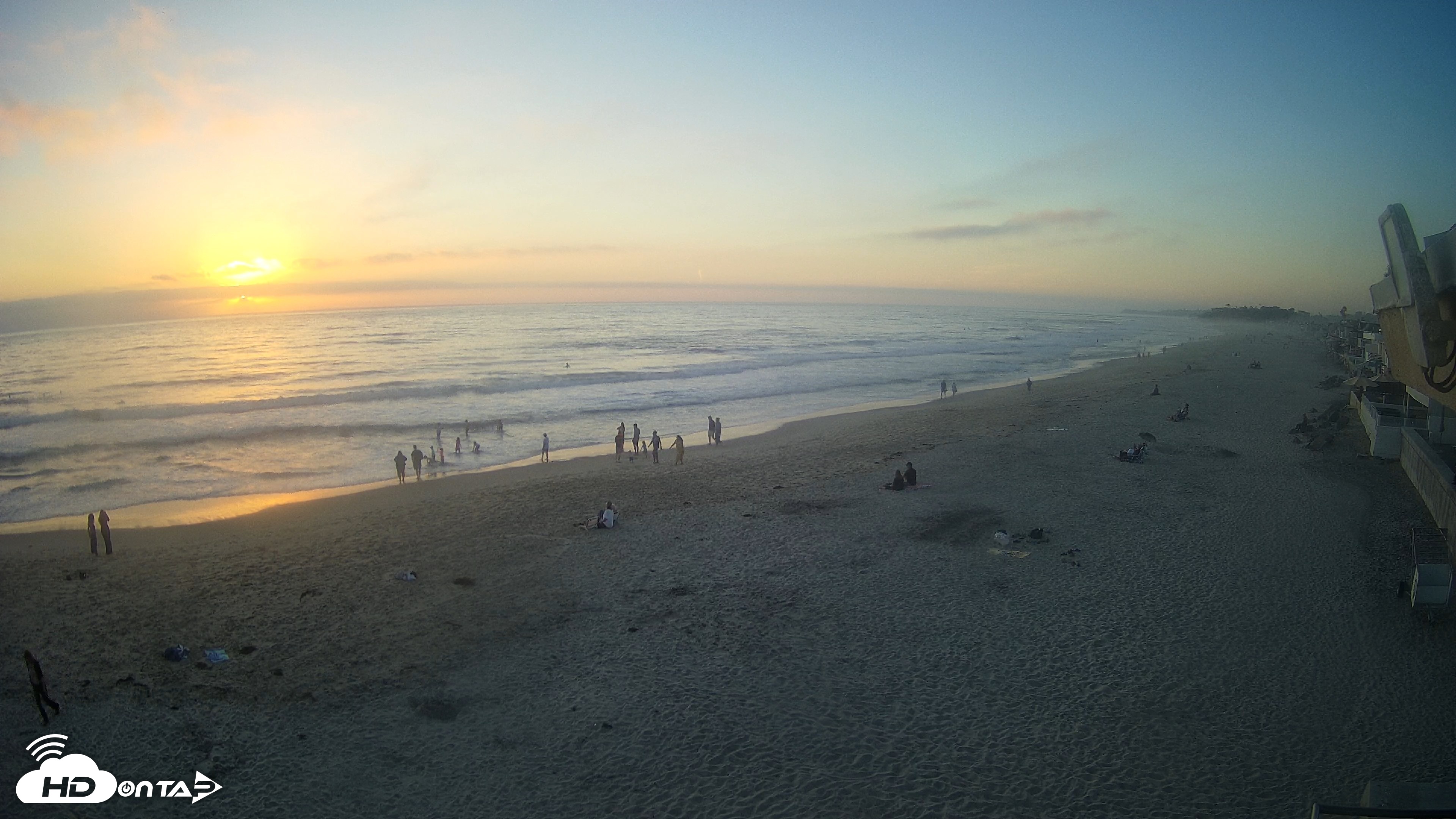 Snapshot of 17th St. Del Mar Beach - 4K NW View Live Cam taken Aug 19, 2026, 7:22pm PDT