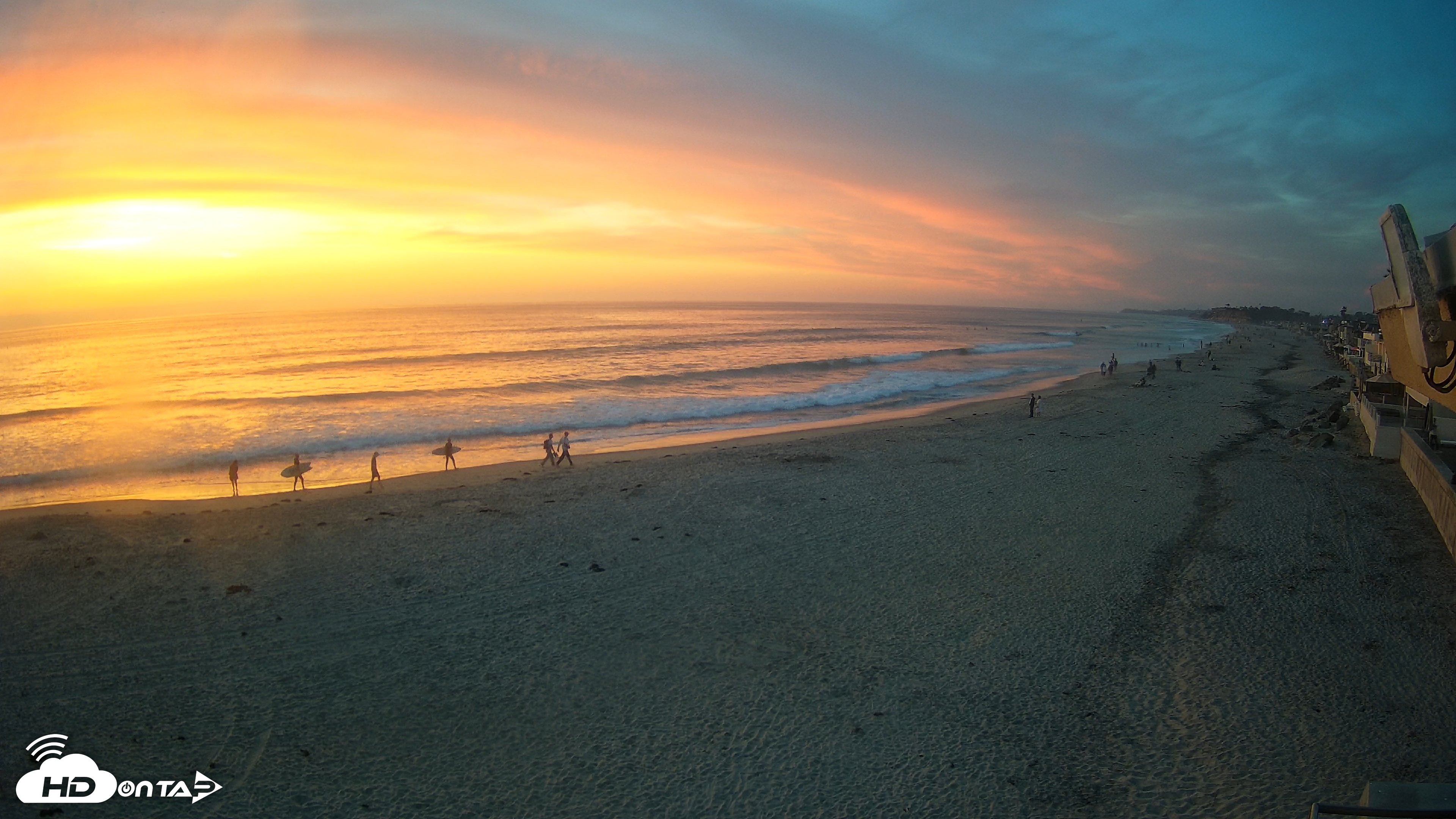 Snapshot of 17th St. Del Mar Beach - 4K NW View Live Cam taken Mar 27, 2026, 7:14pm PDT