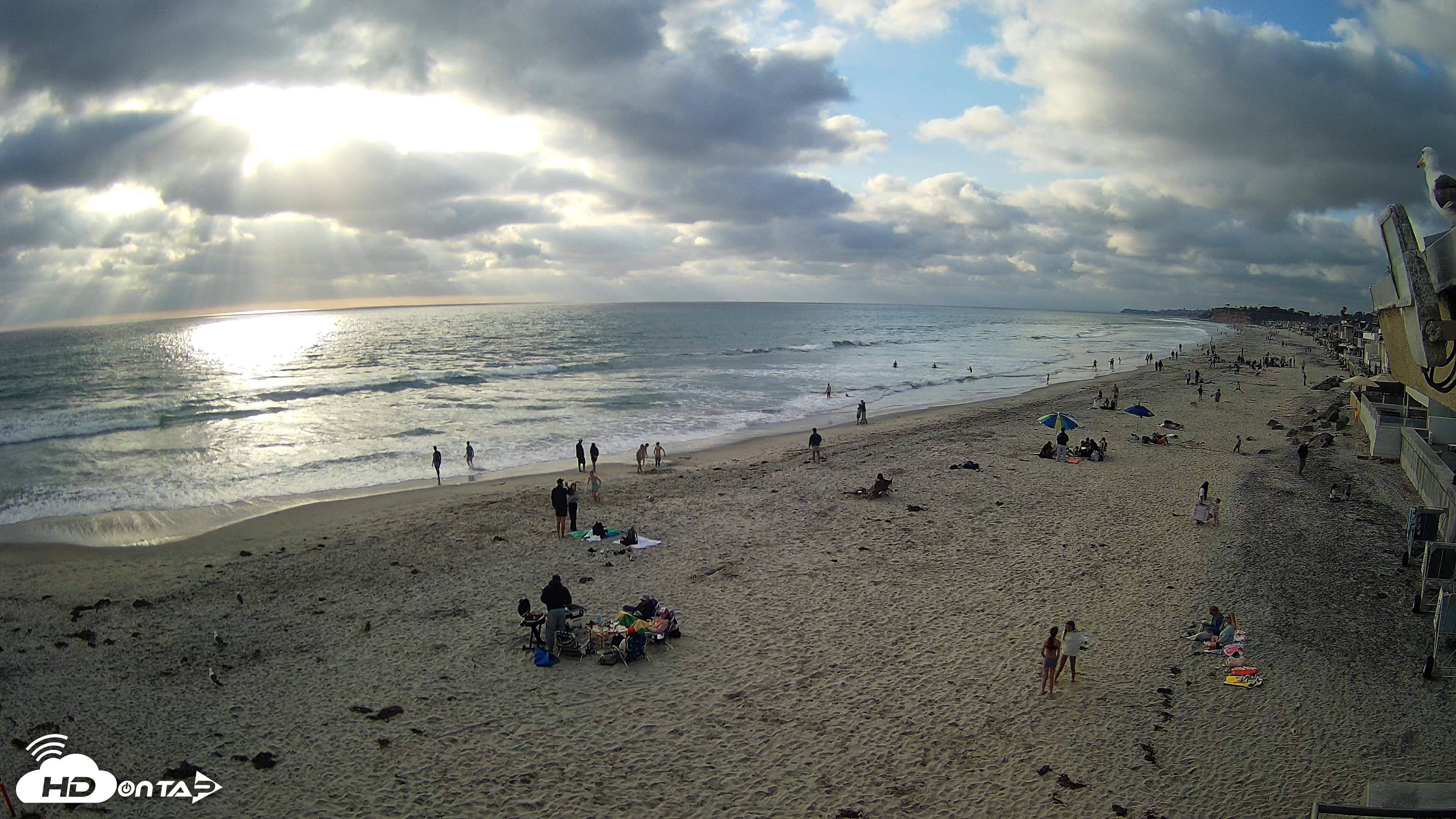 Snapshot of 17th St. Del Mar Beach - 4K NW View Live Cam taken May 23, 2026, 6:28pm PDT