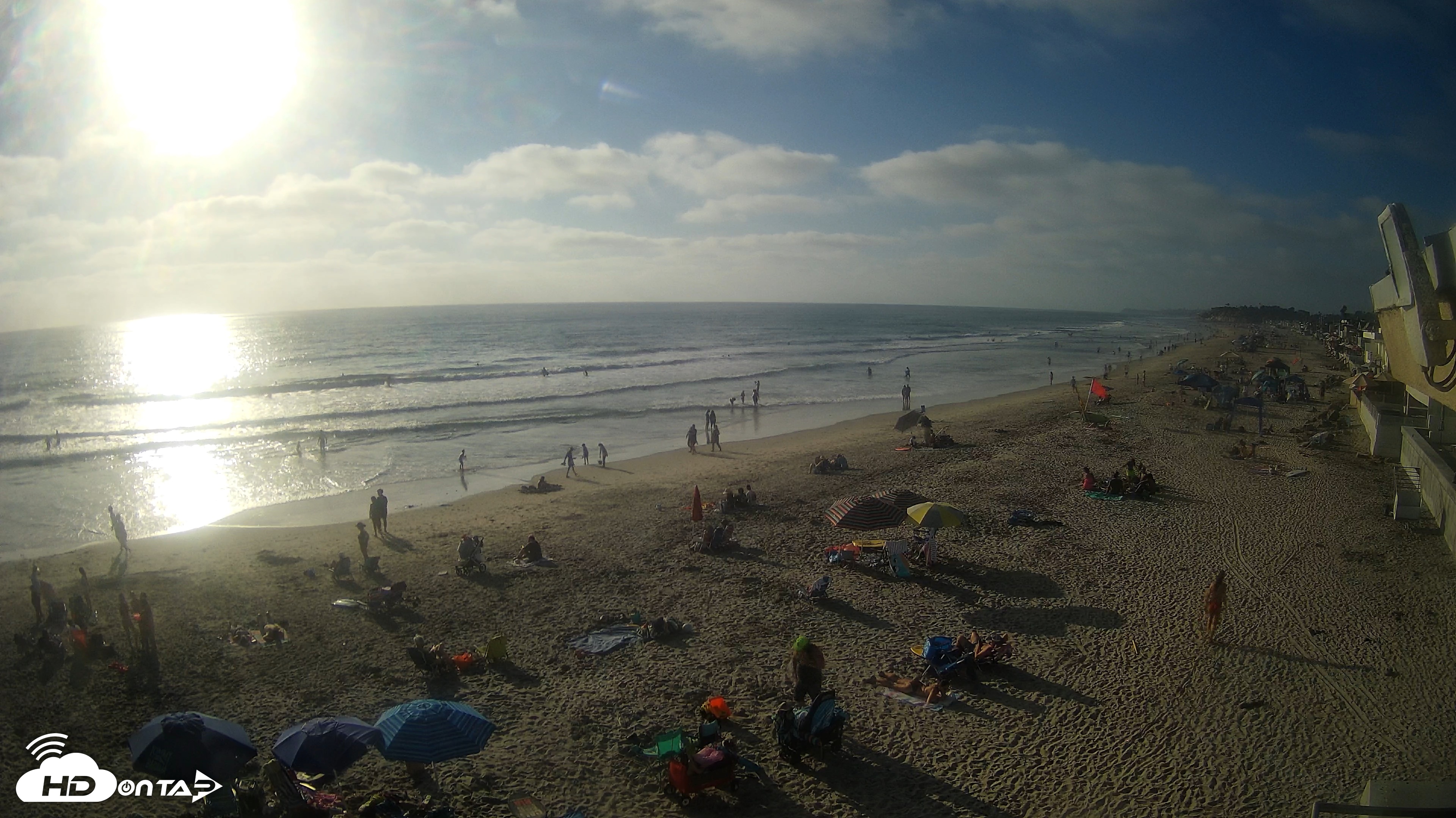 Snapshot of 17th St. Del Mar Beach - 4K NW View Live Cam taken Aug 2, 2026, 6:14pm PDT