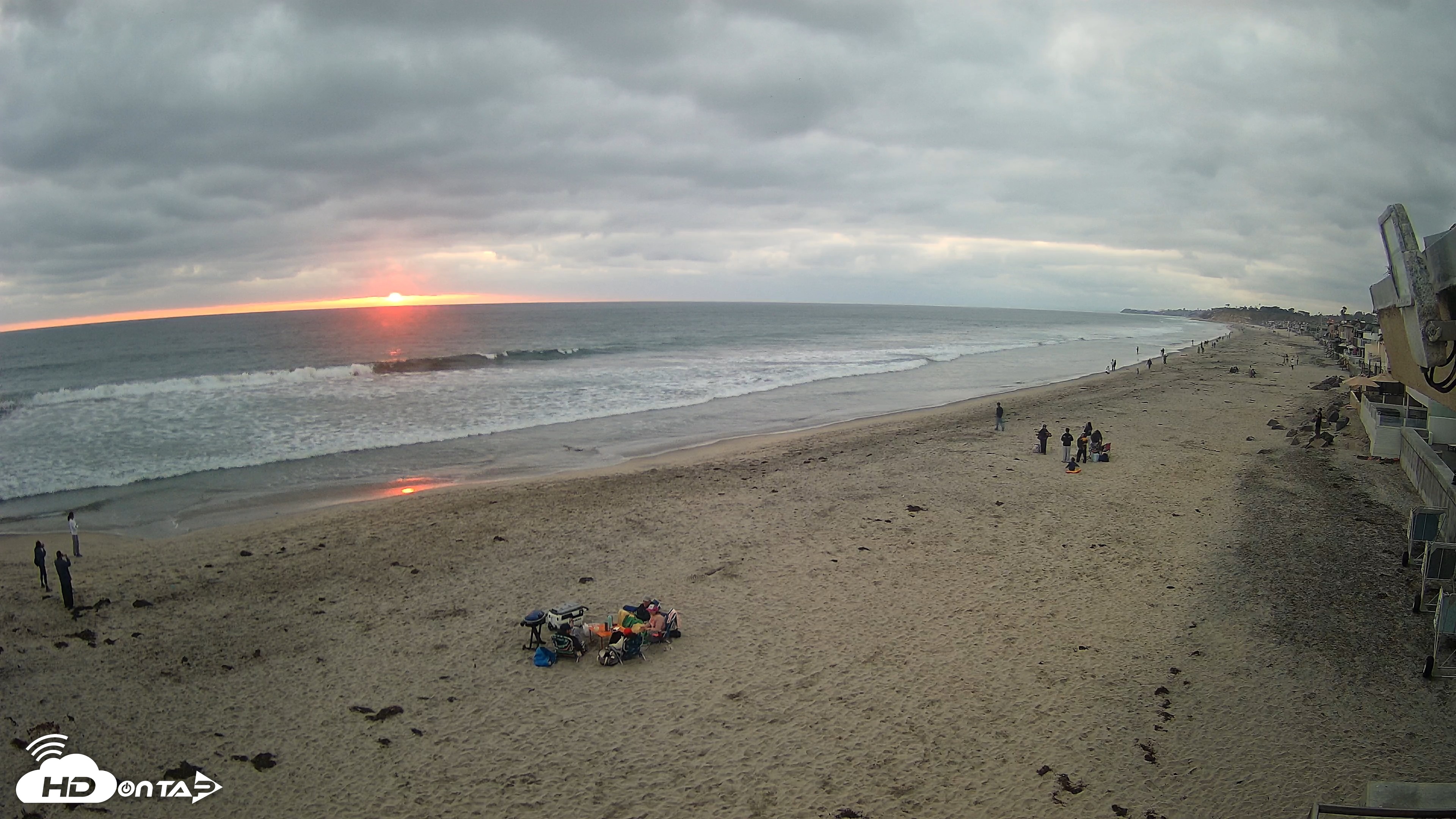 Snapshot of 17th St. Del Mar Beach - 4K NW View Live Cam taken May 23, 2026, 7:43pm PDT