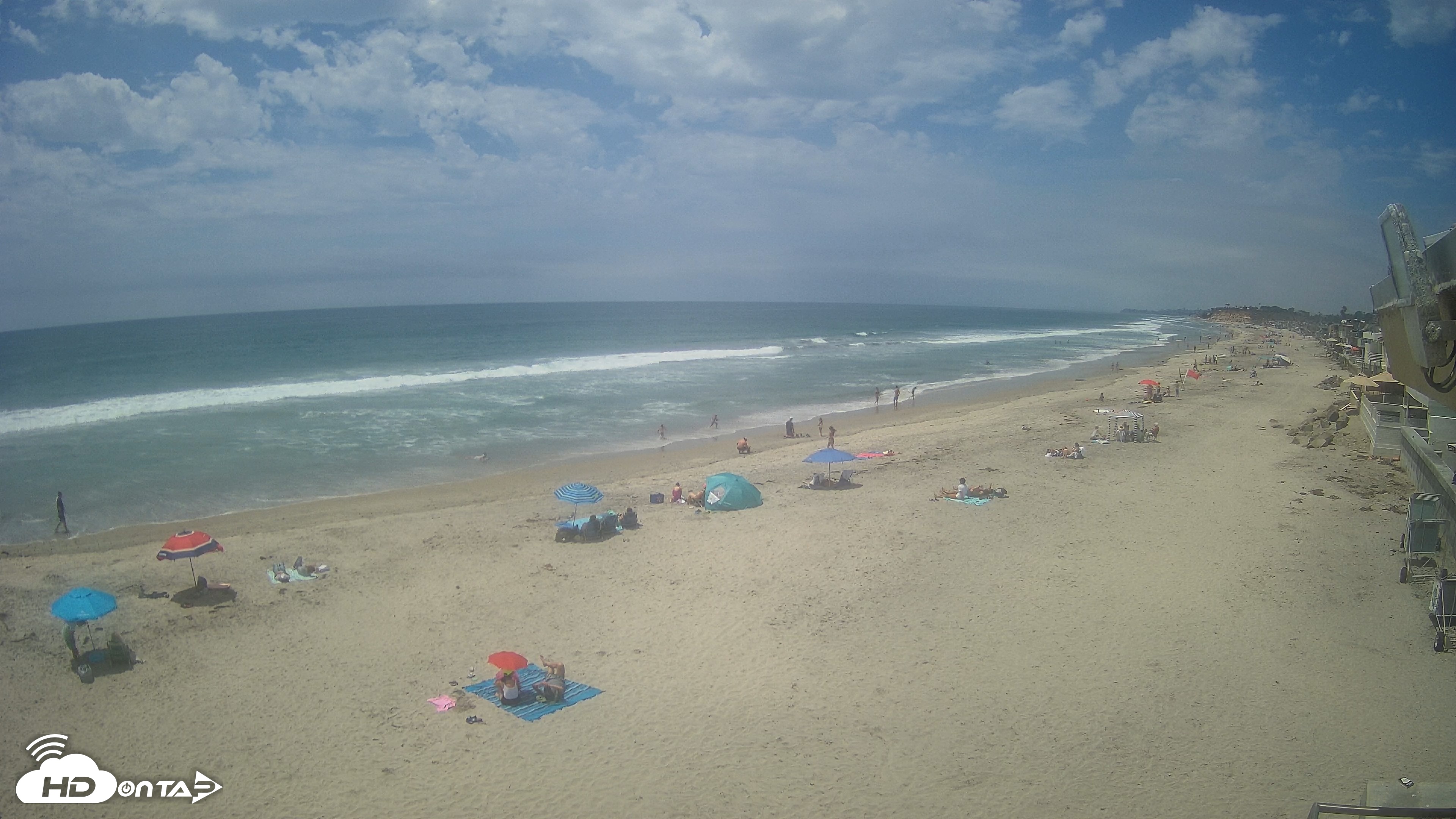 Snapshot of 17th St. Del Mar Beach - 4K NW View Live Cam taken Jun 23, 2026, 1:46pm PDT