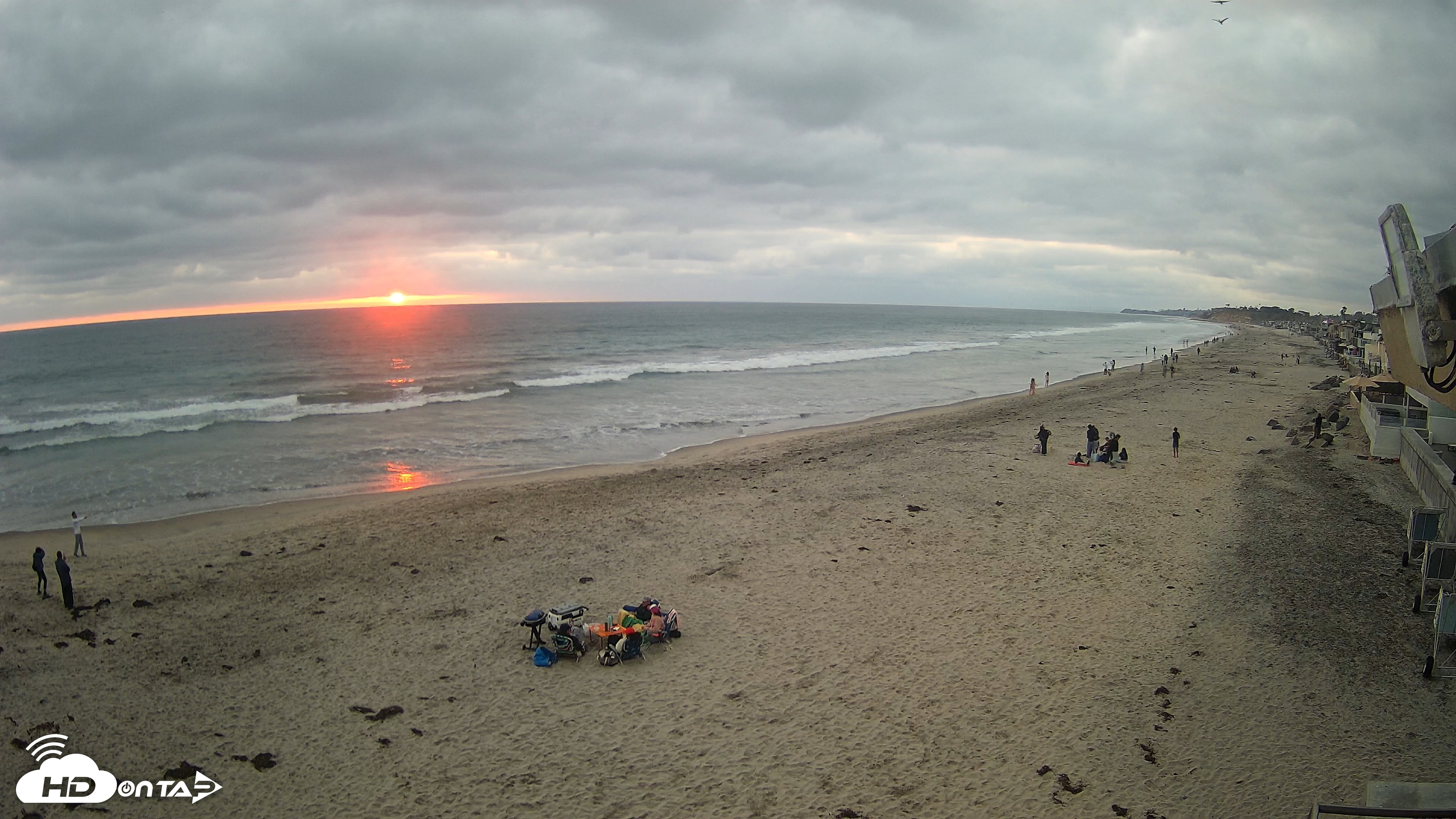Snapshot of 17th St. Del Mar Beach - 4K NW View Live Cam taken May 23, 2026, 7:45pm PDT