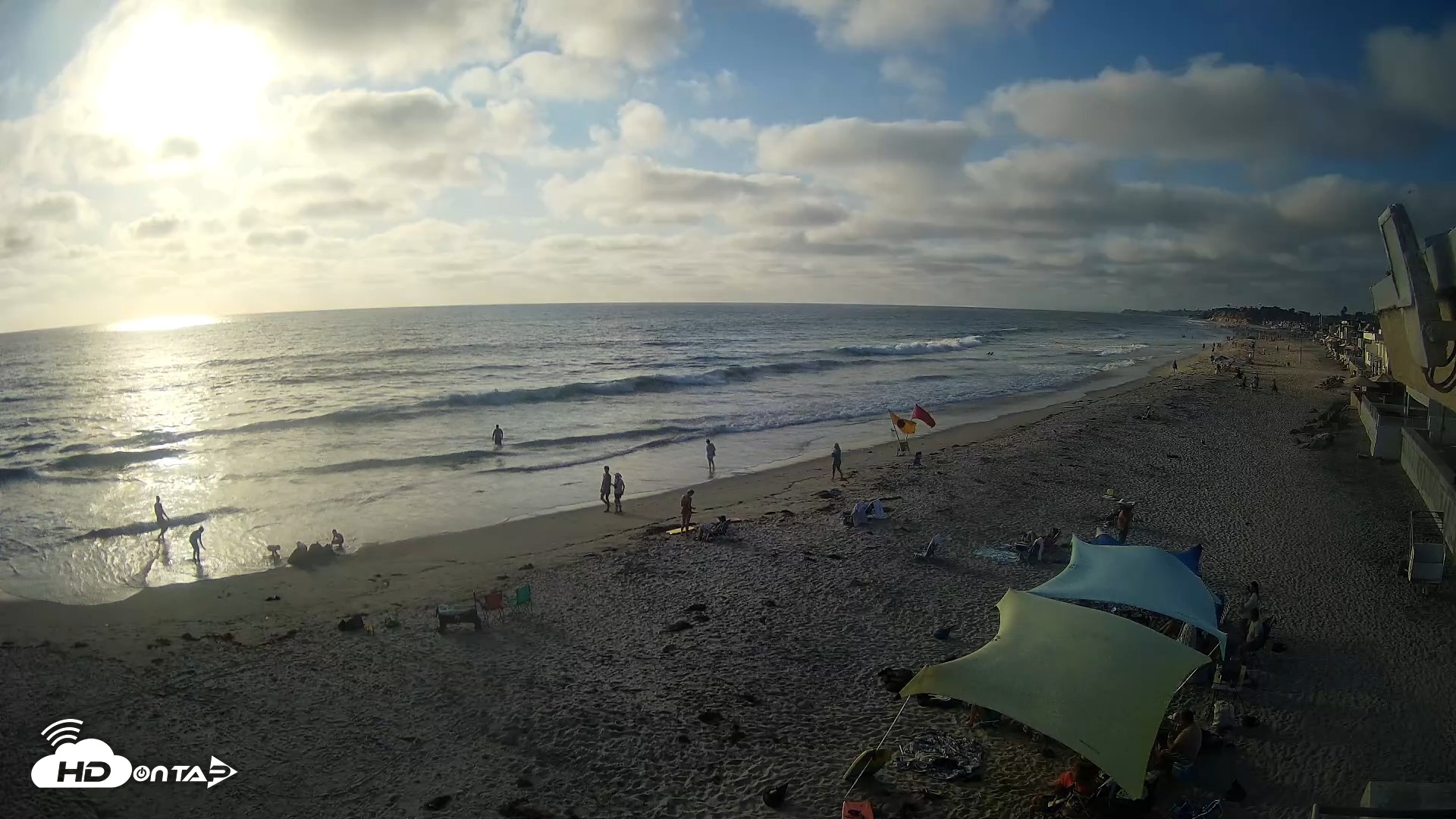Snapshot of 17th St. Del Mar Beach - 4K NW View Live Cam taken Aug 11, 2026, 6:20pm PDT