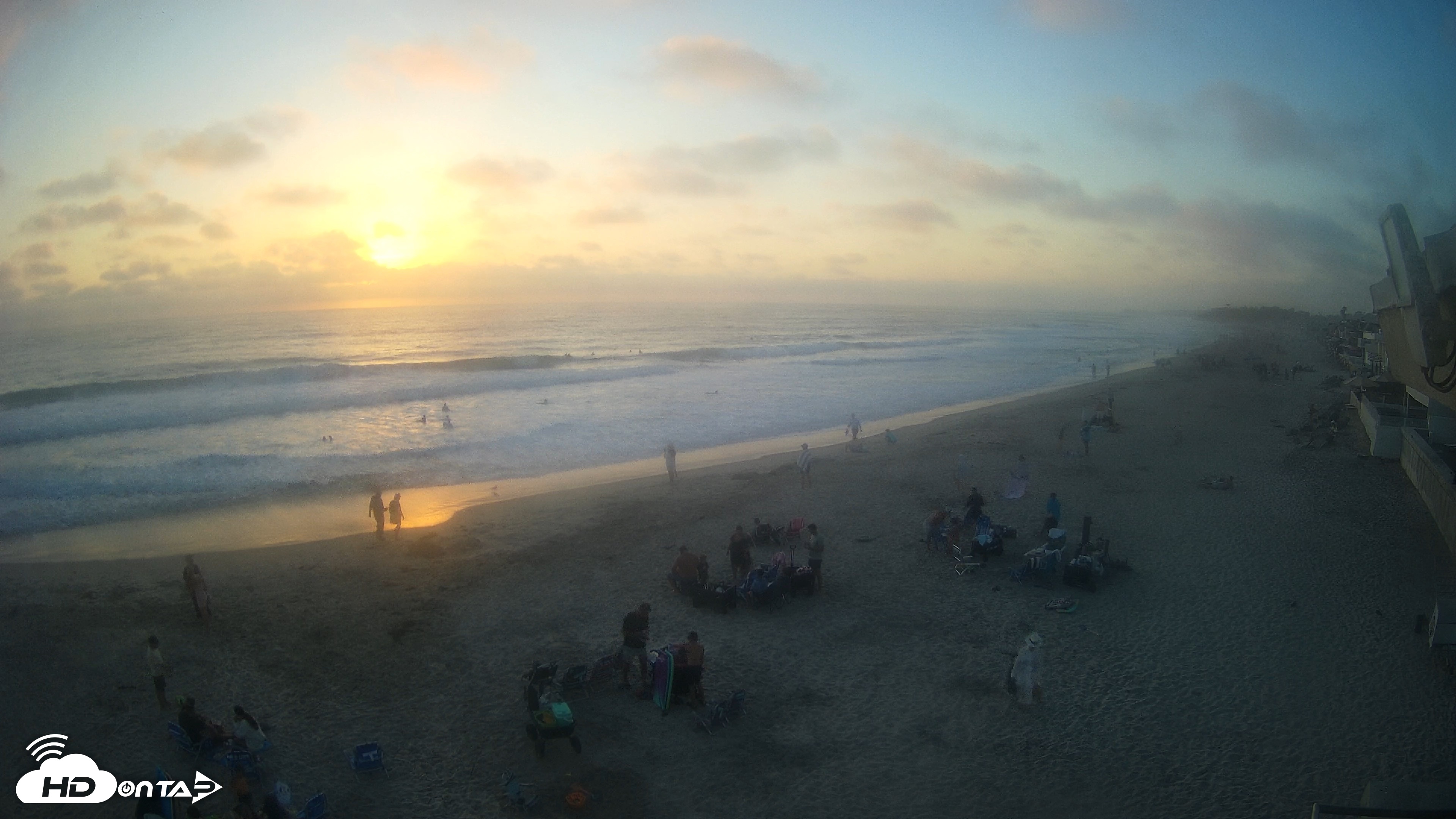 Snapshot of 17th St. Del Mar Beach - 4K NW View Live Cam taken Jul 23, 2026, 7:46pm PDT
