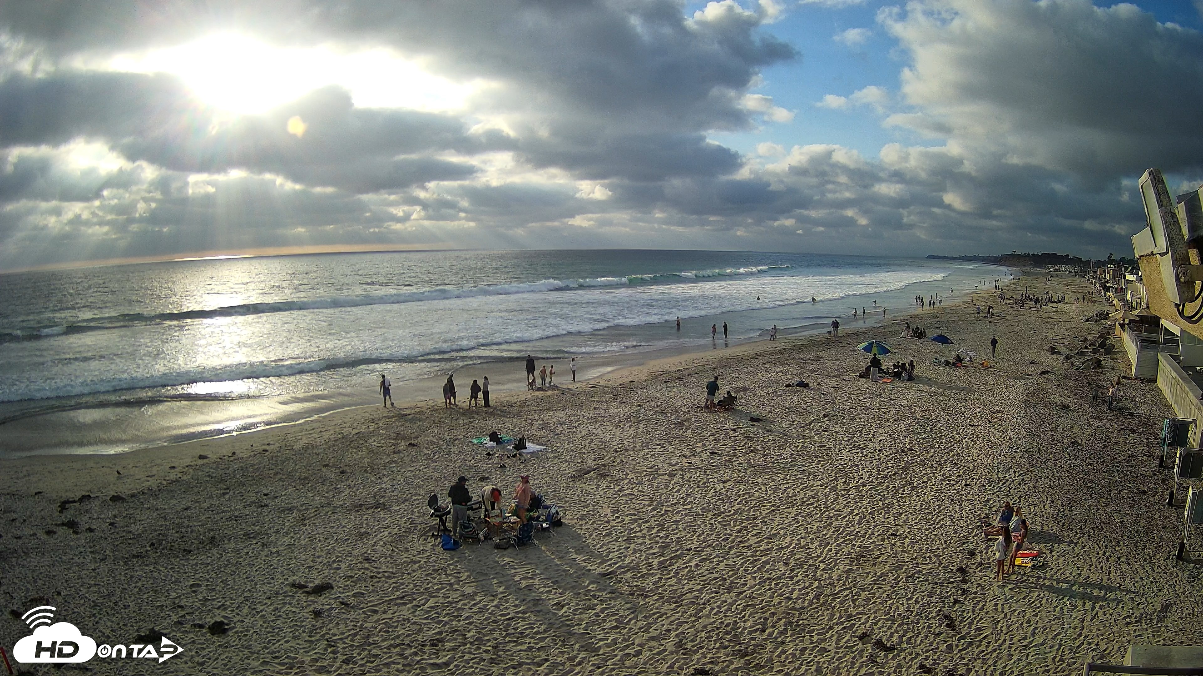 Snapshot of 17th St. Del Mar Beach - 4K NW View Live Cam taken May 23, 2026, 6:30pm PDT