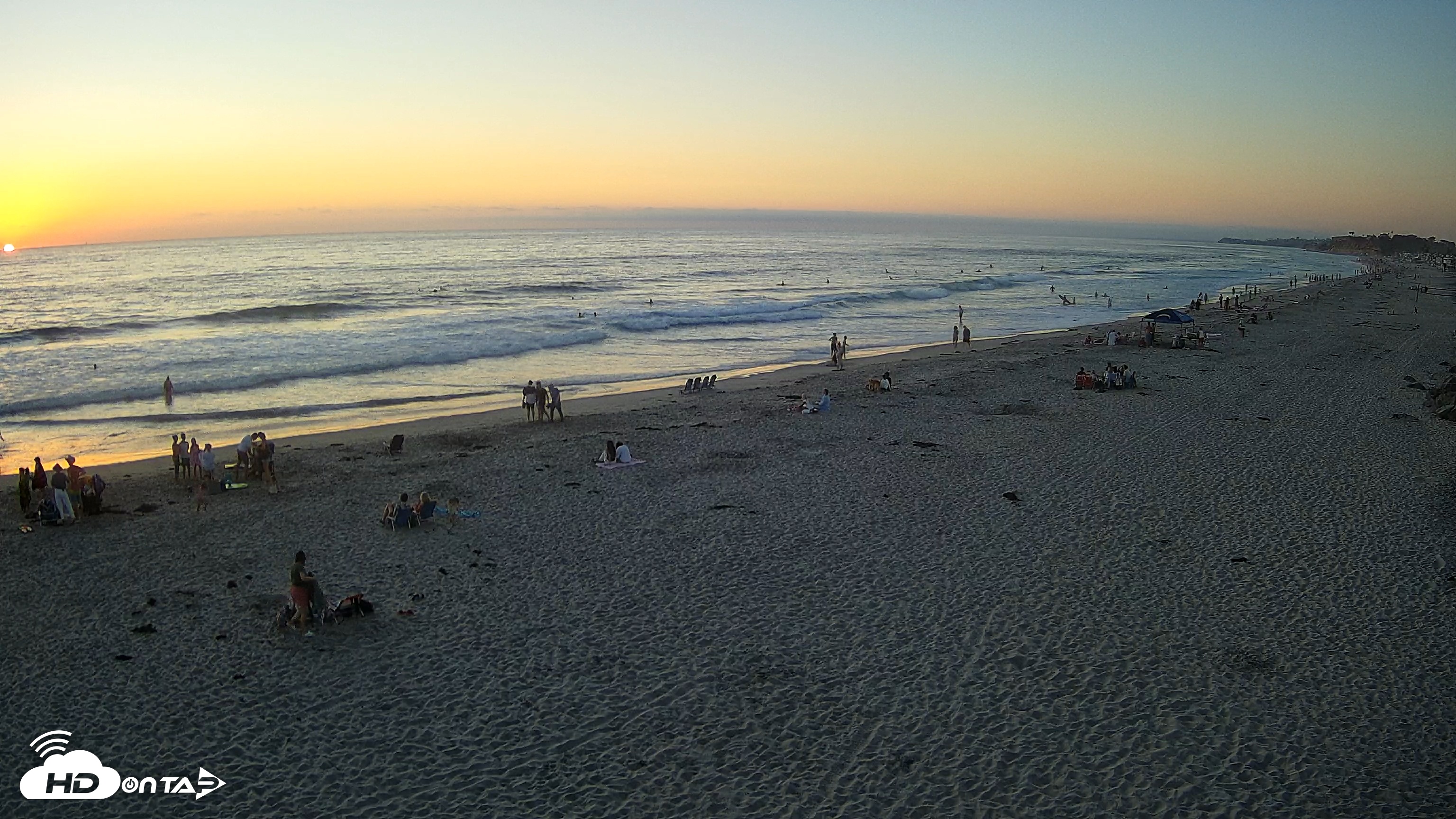 Snapshot of 17th St. Del Mar Beach - 4K NW View Live Cam taken Sep 6, 2025, 7:07pm PDT