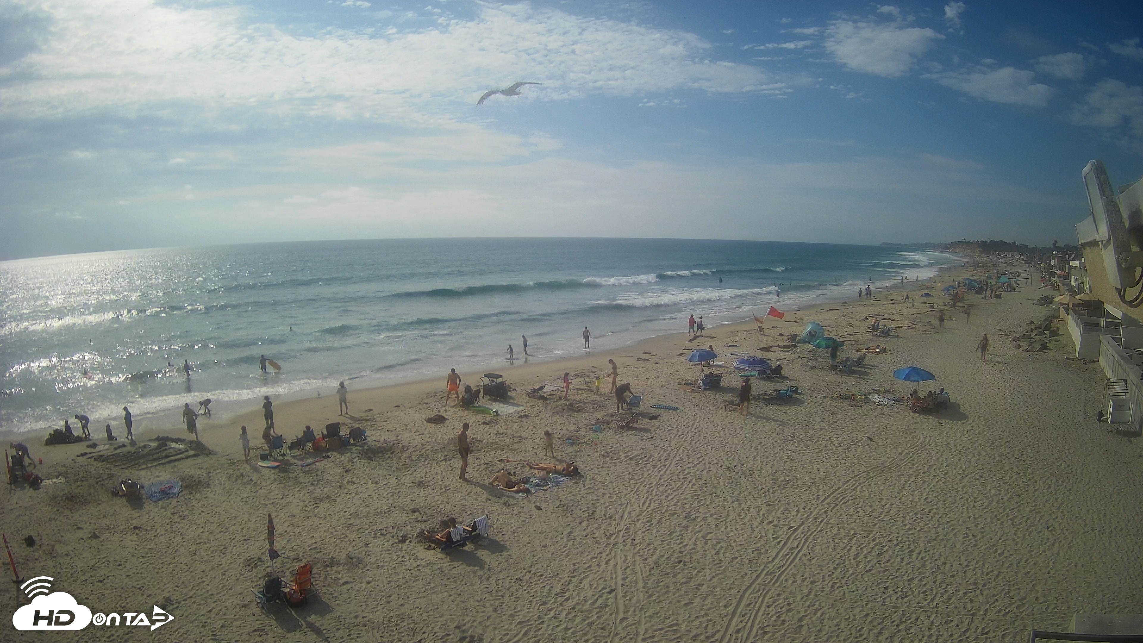 Snapshot of 17th St. Del Mar Beach - 4K NW View Live Cam taken Jul 11, 2026, 4:49pm PDT