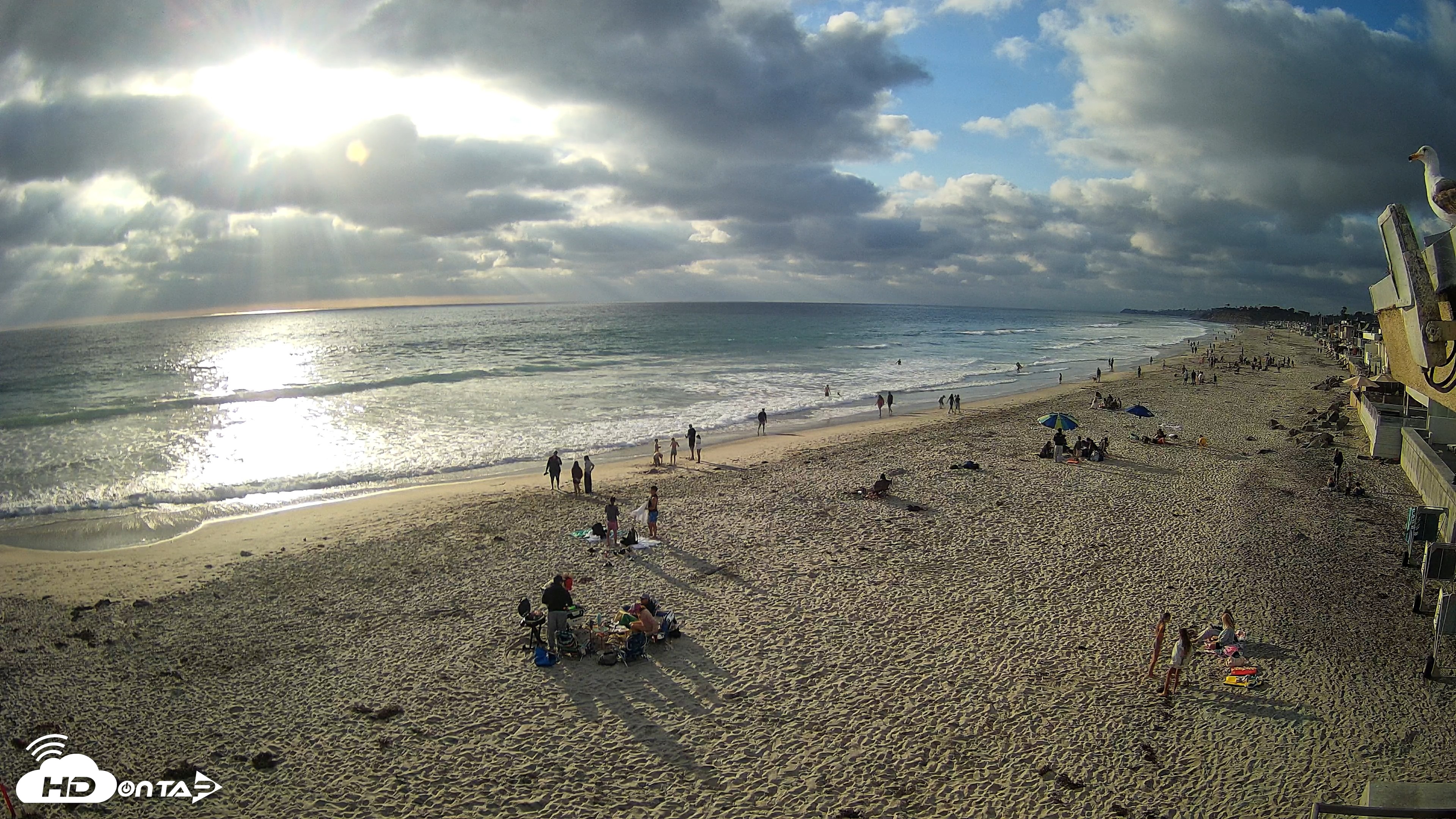 Snapshot of 17th St. Del Mar Beach - 4K NW View Live Cam taken May 23, 2026, 6:29pm PDT