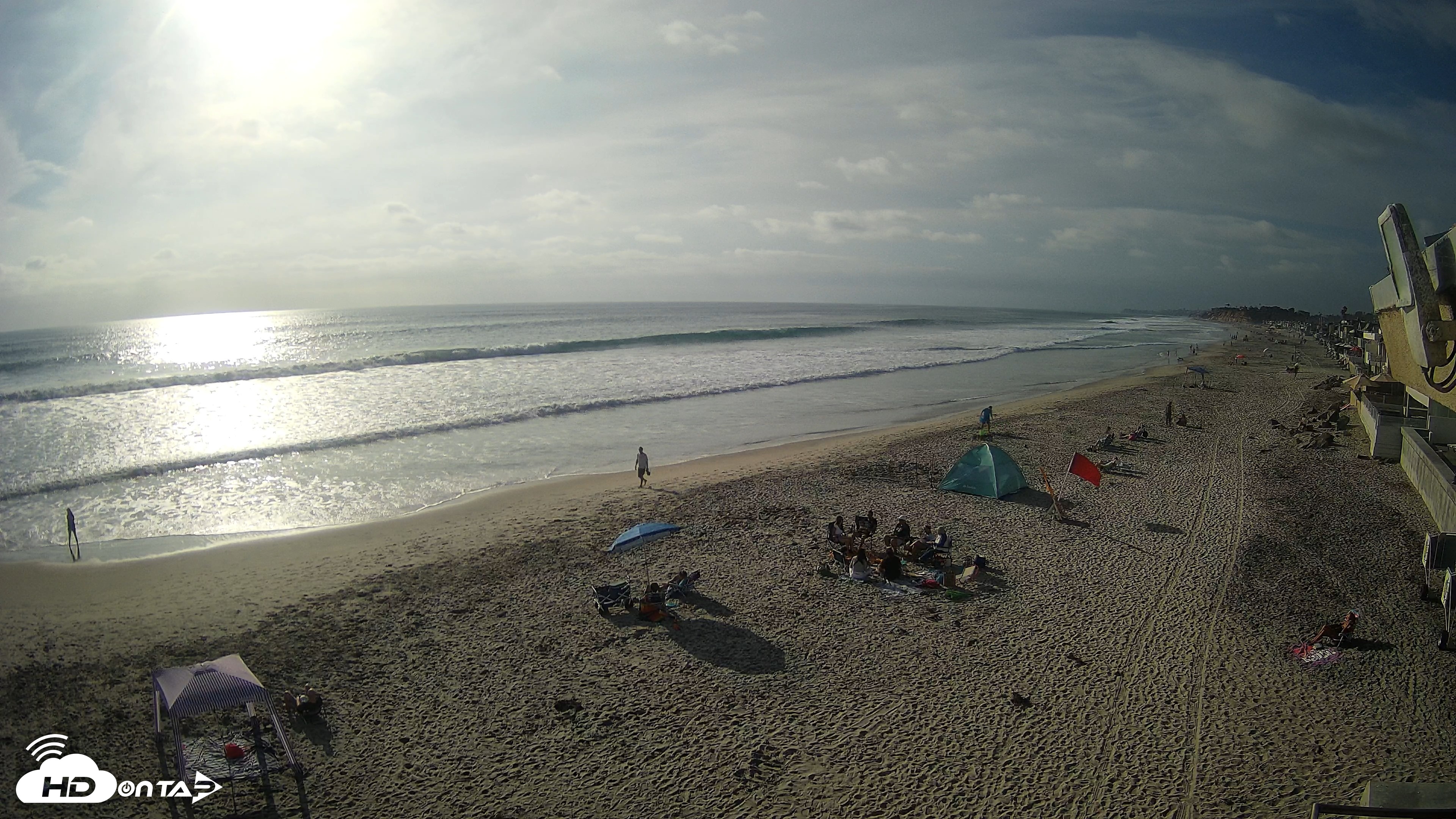 Snapshot of 17th St. Del Mar Beach - 4K NW View Live Cam taken Jun 6, 2026, 5:54pm PDT