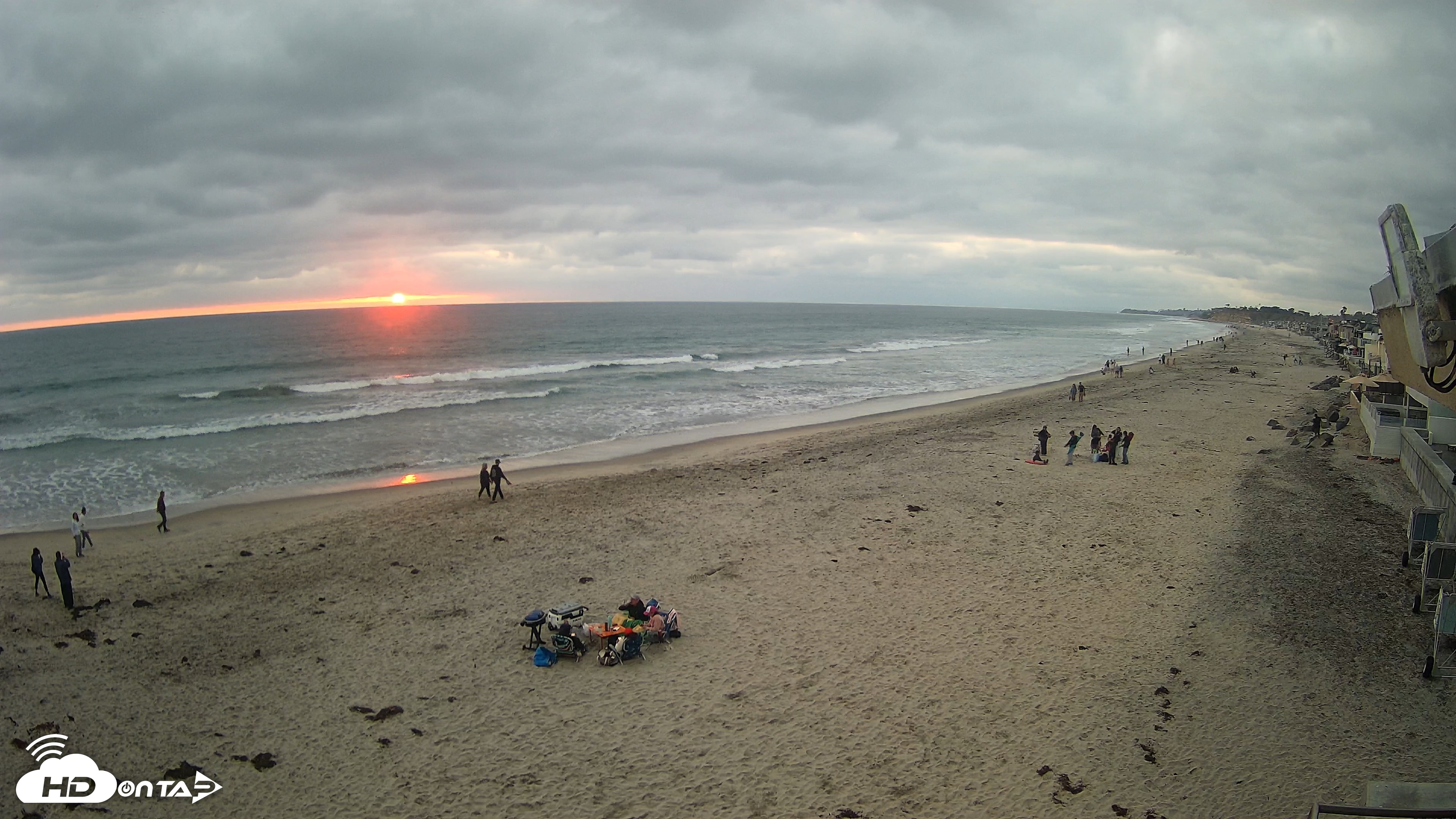 Snapshot of 17th St. Del Mar Beach - 4K NW View Live Cam taken May 23, 2026, 7:45pm PDT