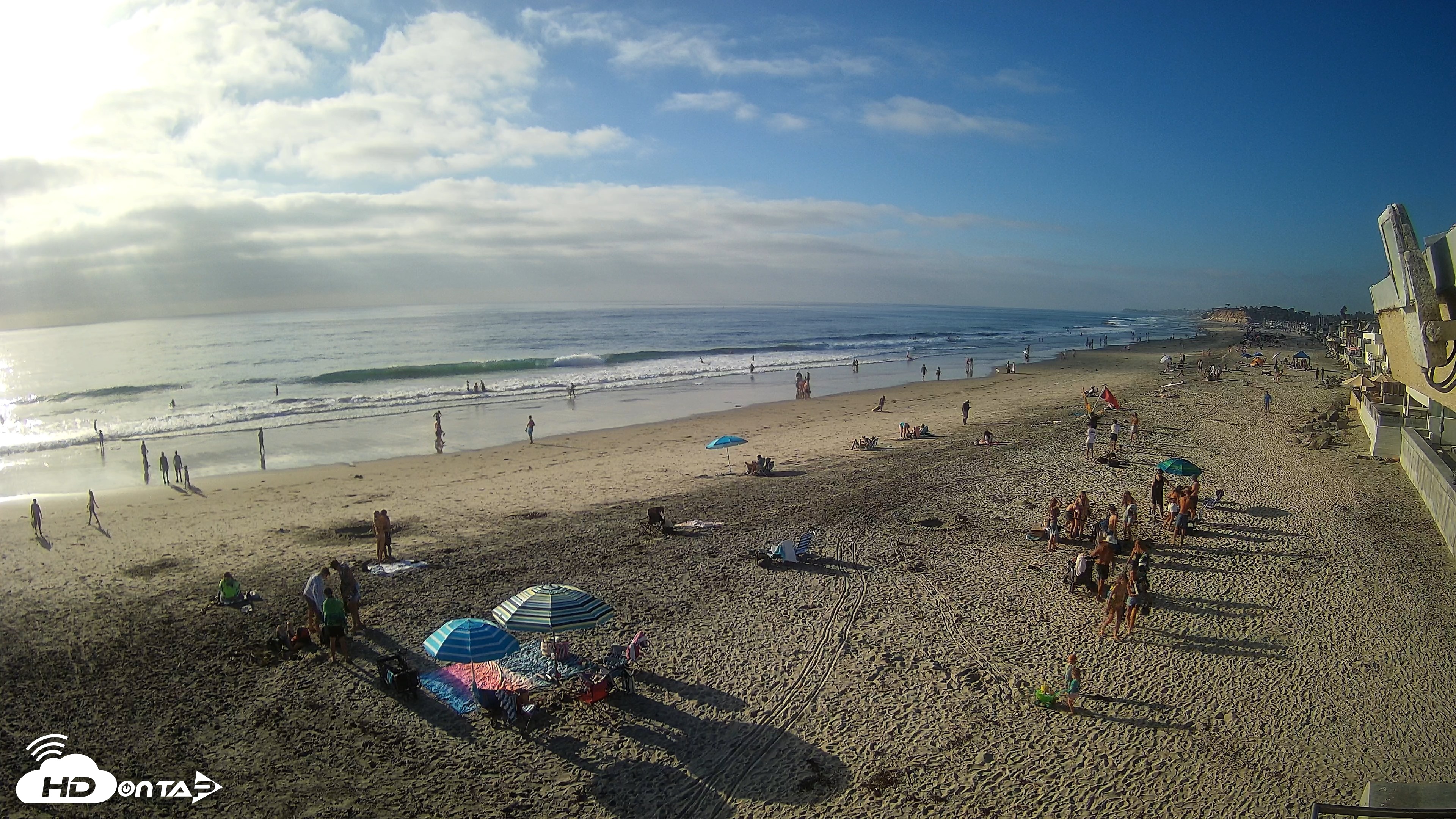 Snapshot of 17th St. Del Mar Beach - 4K NW View Live Cam taken Sep 12, 2026, 5:23pm PDT