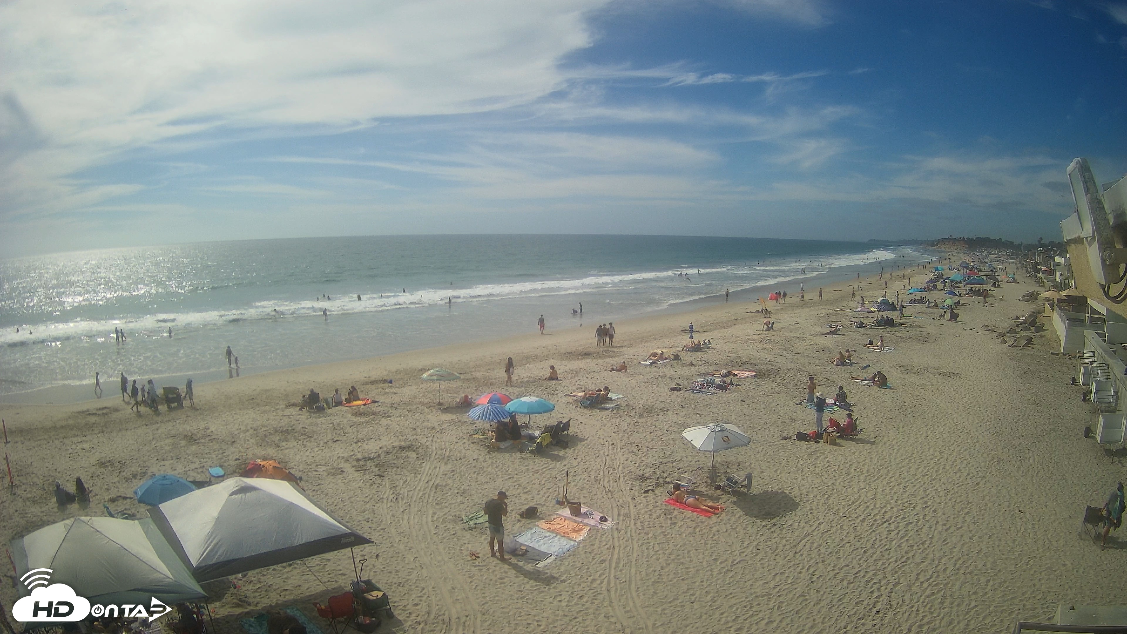 Snapshot of 17th St. Del Mar Beach - 4K NW View Live Cam taken Jul 3, 2026, 4:35pm PDT