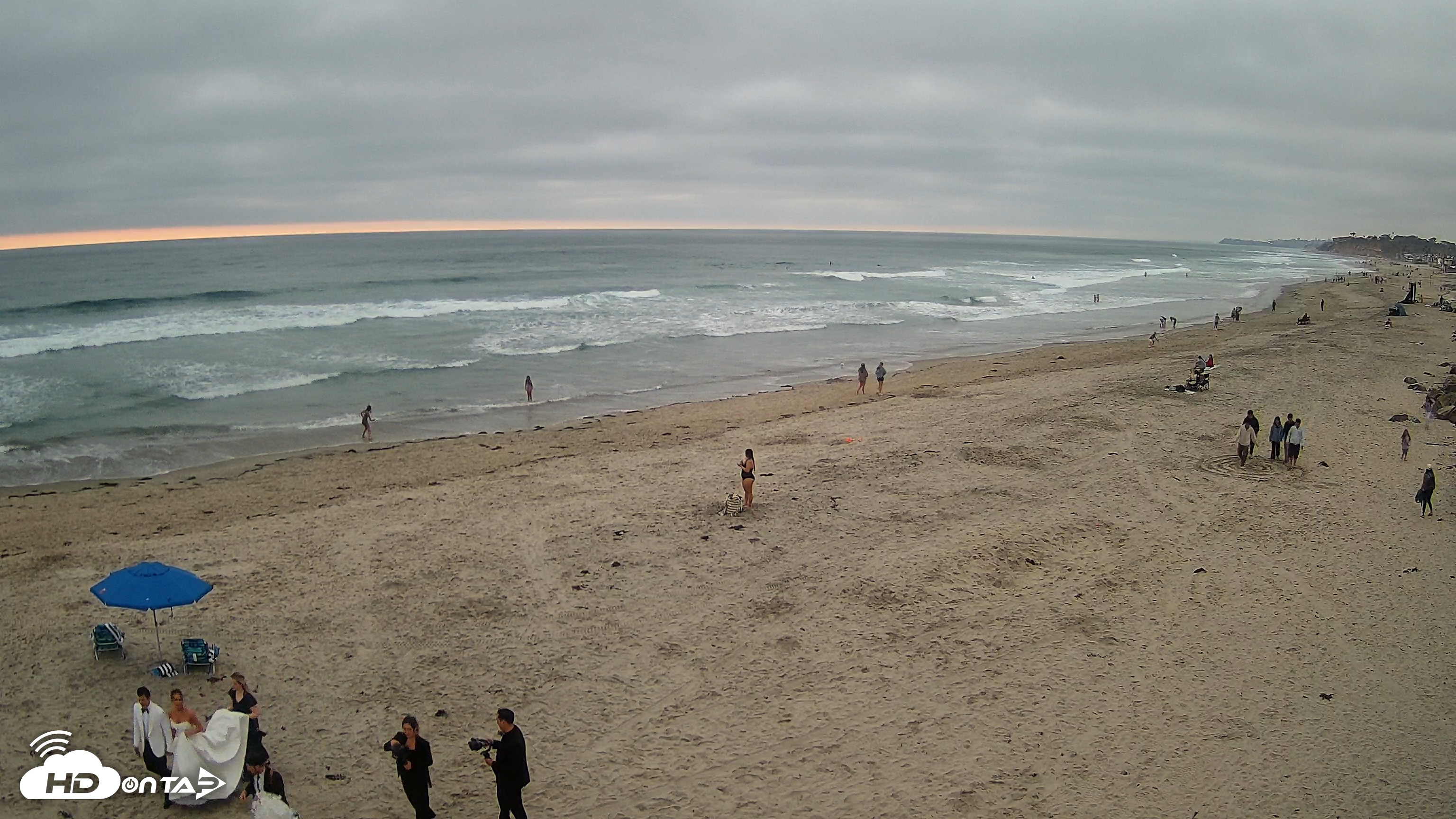 Snapshot of 17th St. Del Mar Beach - 4K NW View Live Cam taken Jun 28, 2025, 8:04pm PDT