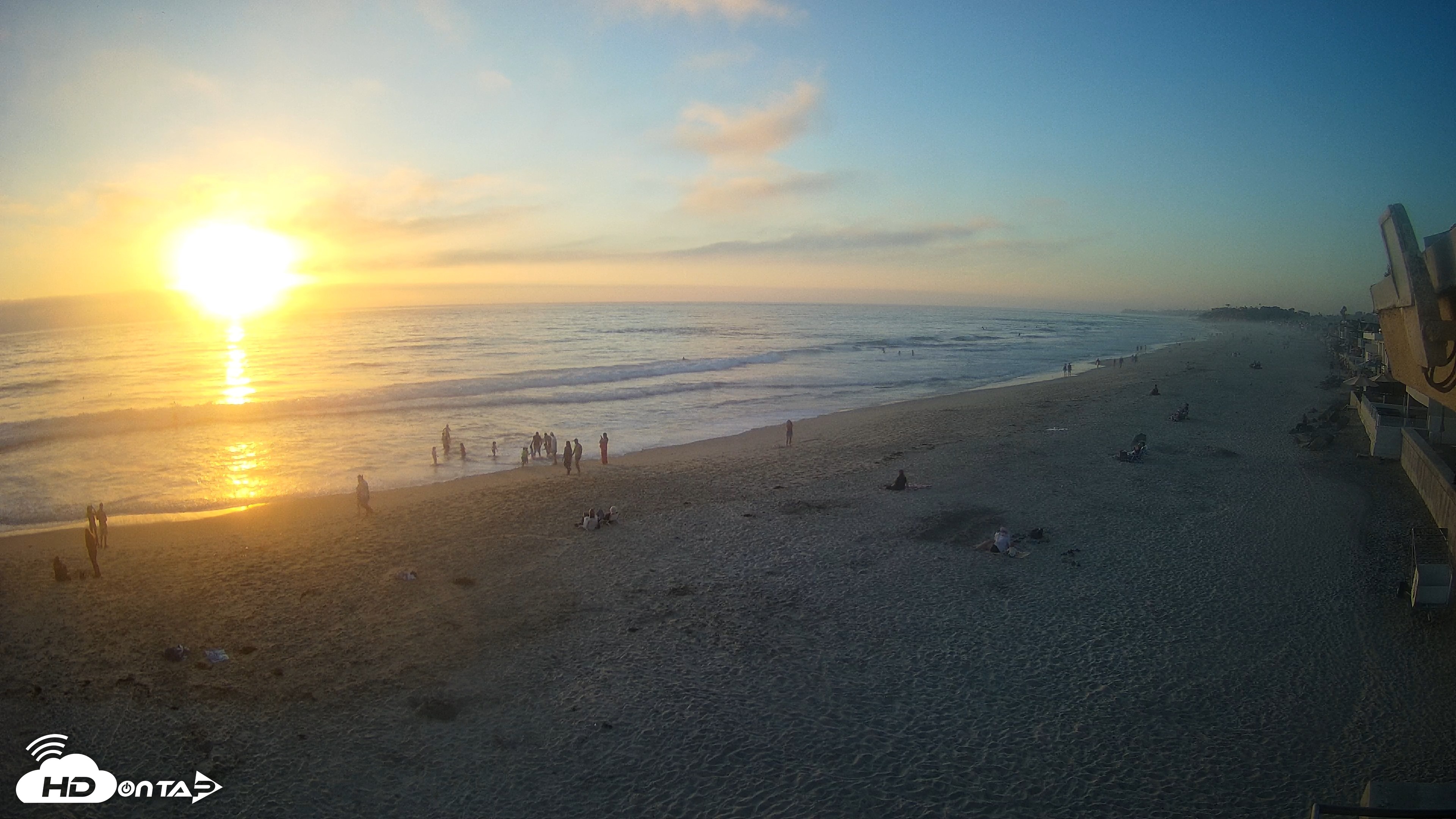 Snapshot of 17th St. Del Mar Beach - 4K NW View Live Cam taken Aug 19, 2026, 7:18pm PDT