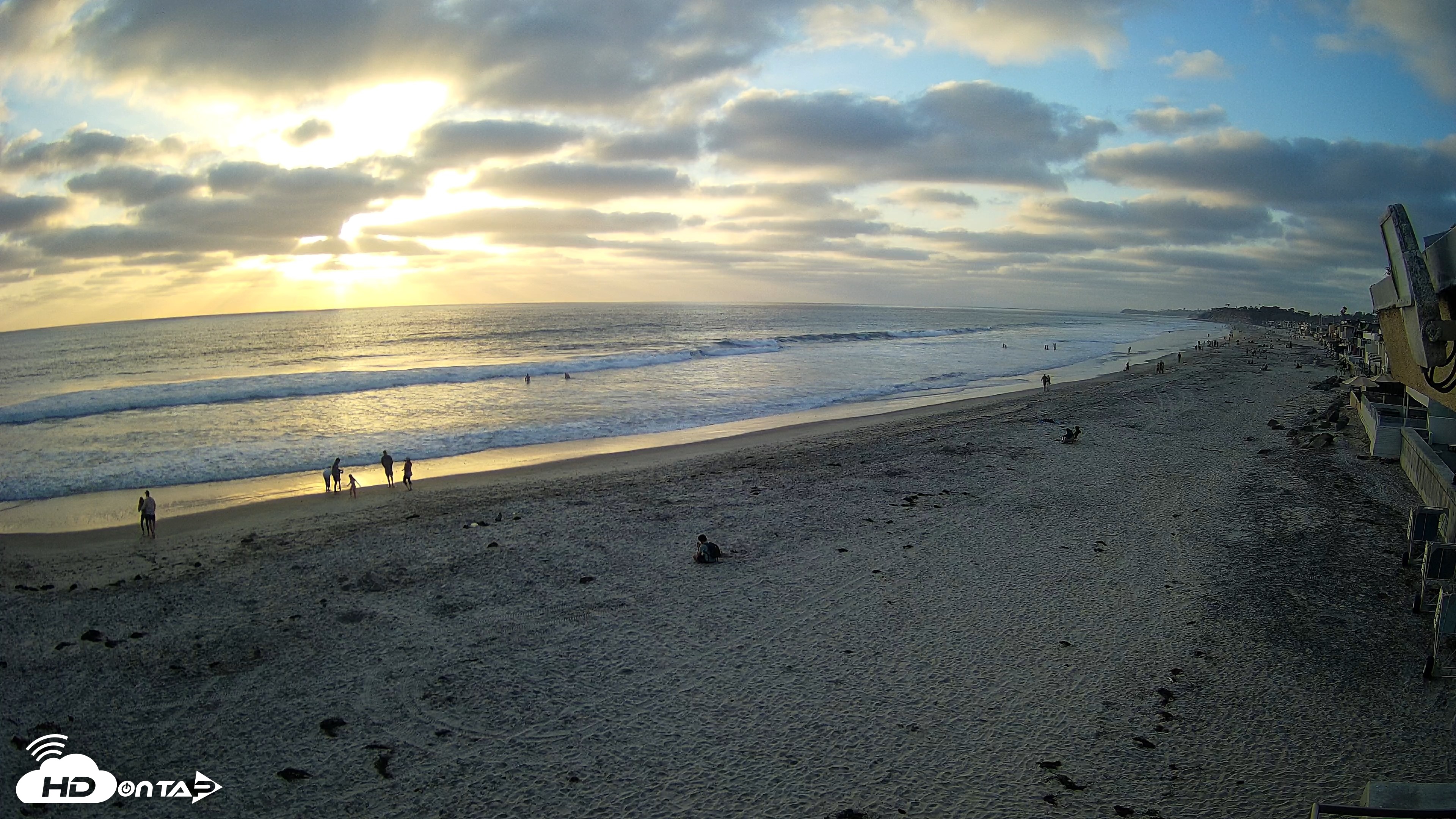Snapshot of 17th St. Del Mar Beach - 4K NW View Live Cam taken May 22, 2026, 7:12pm PDT
