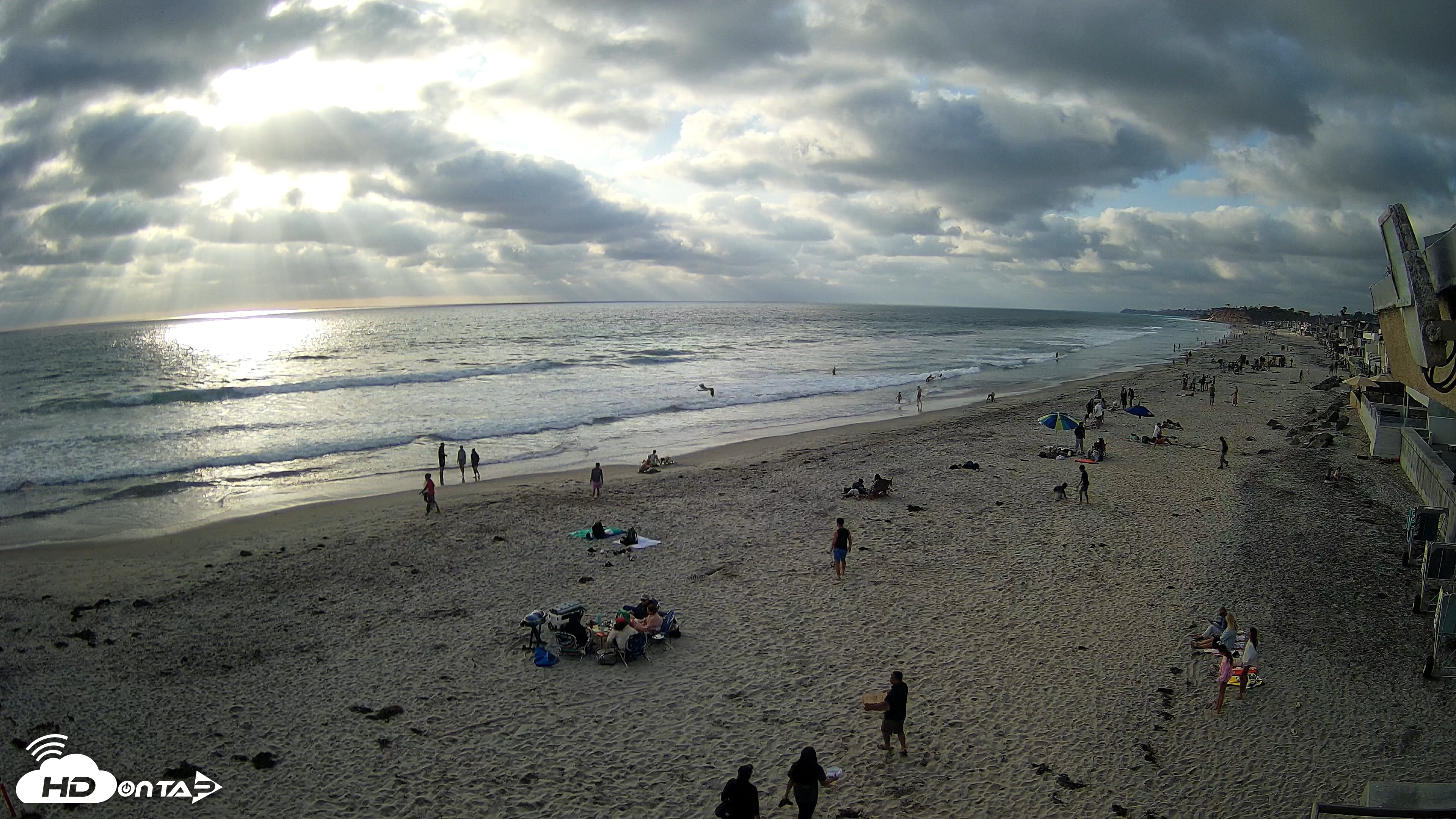 Snapshot of 17th St. Del Mar Beach - 4K NW View Live Cam taken May 23, 2026, 6:19pm PDT