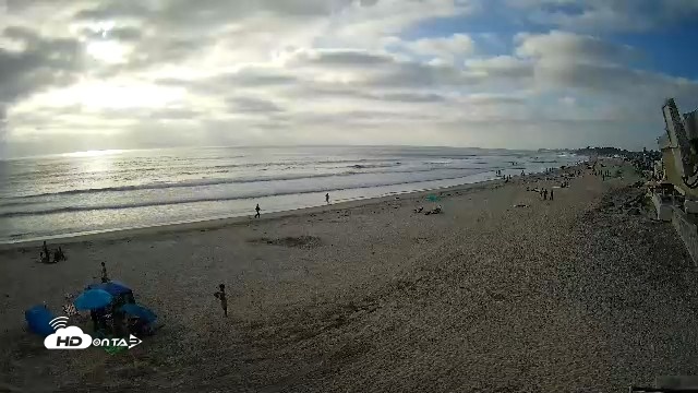 Snapshot of 17th St. Del Mar Beach - 4K NW View Live Cam taken May 9, 2026, 6:15pm PDT