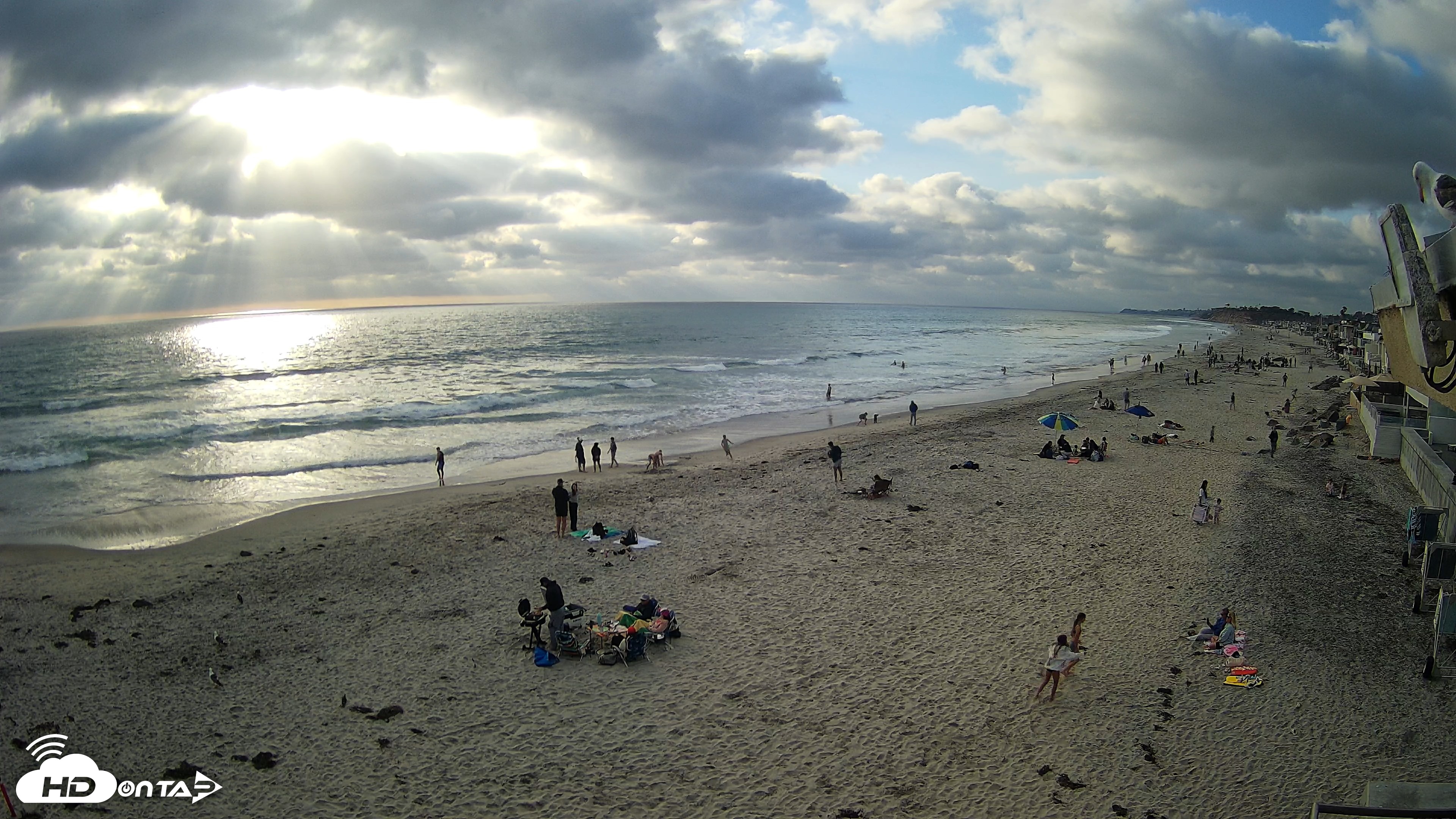 Snapshot of 17th St. Del Mar Beach - 4K NW View Live Cam taken May 23, 2026, 6:28pm PDT
