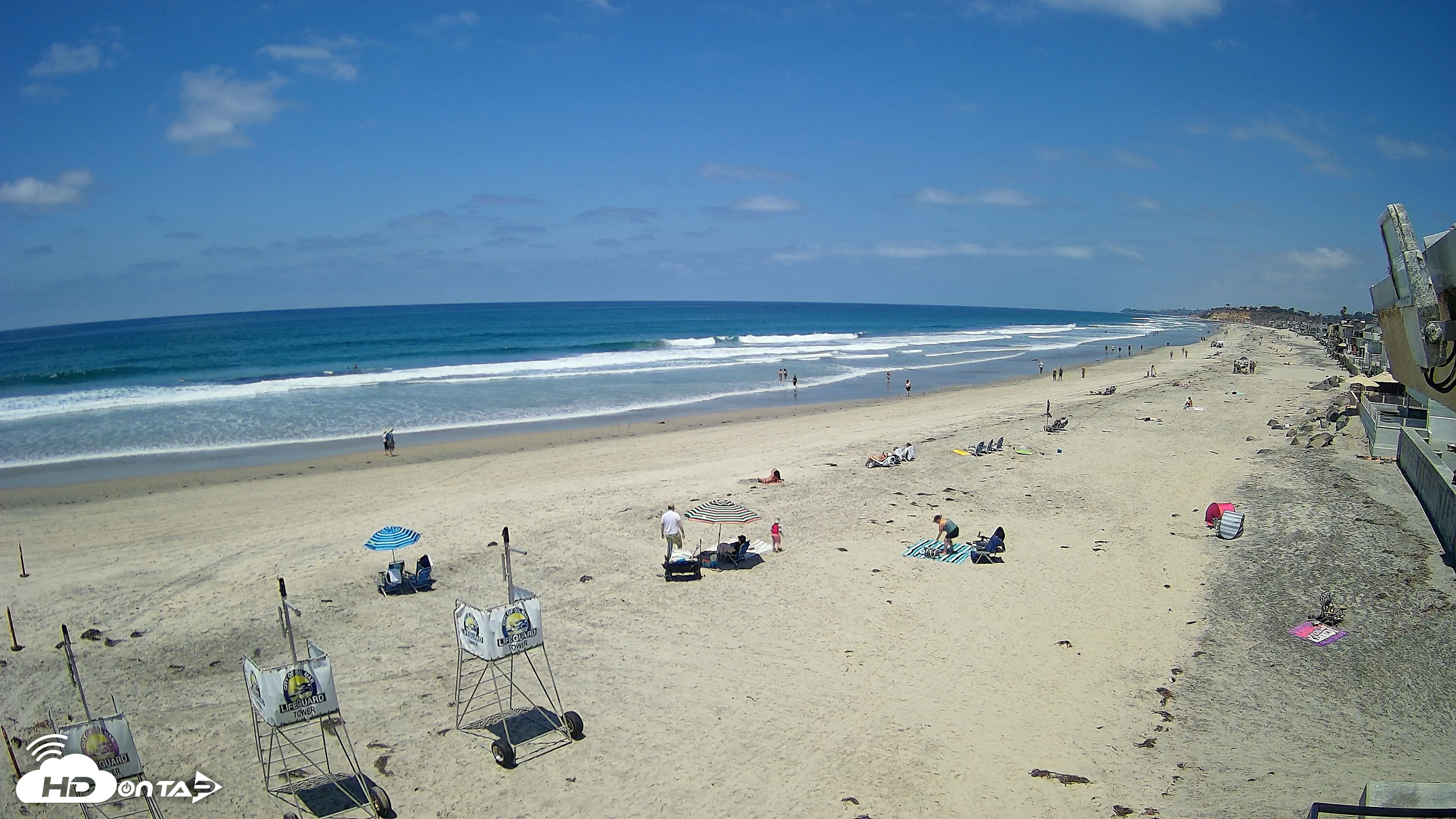 Snapshot of 17th St. Del Mar Beach - 4K NW View Live Cam taken May 22, 2026, 12:28pm PDT