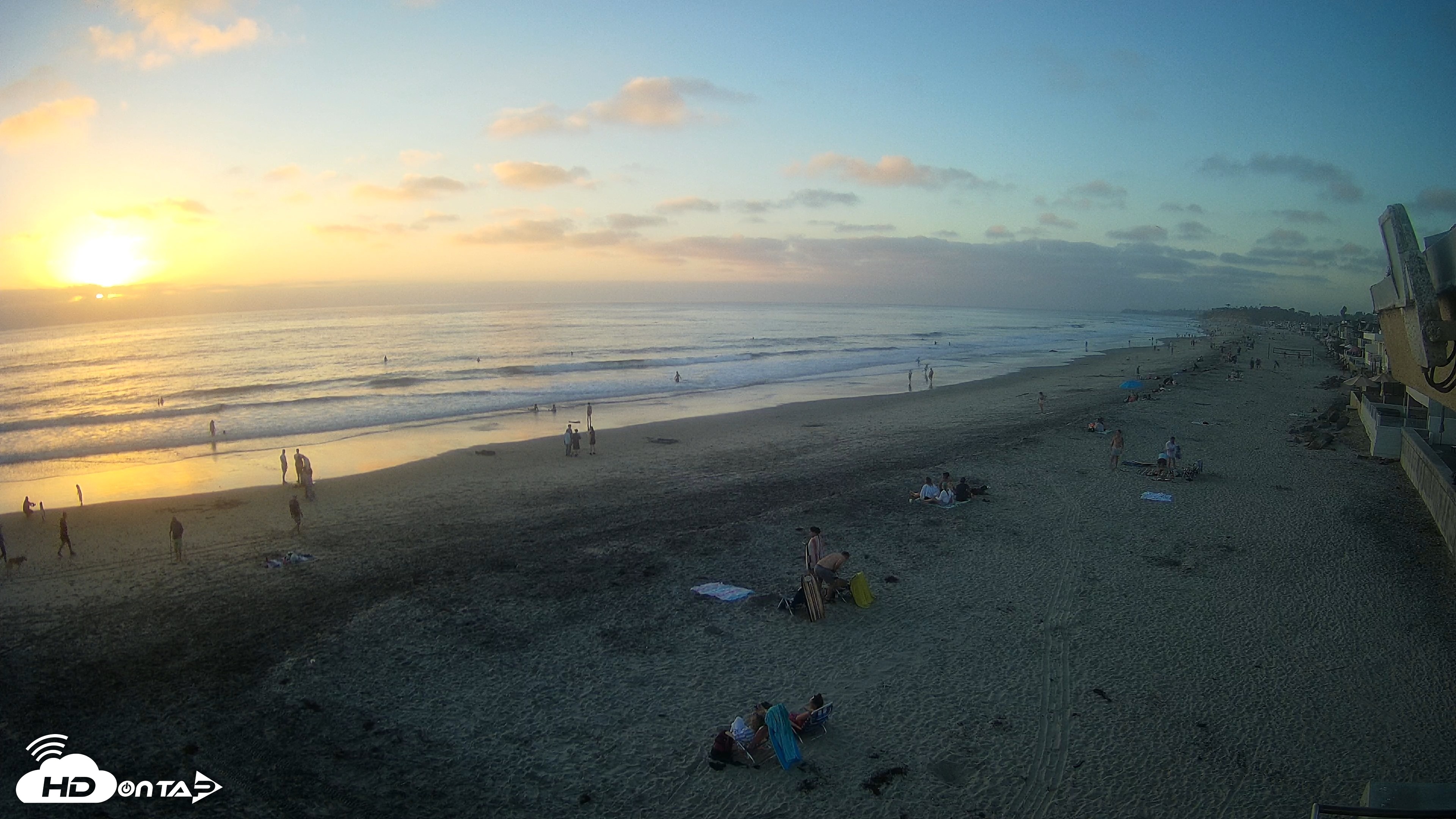 Snapshot of 17th St. Del Mar Beach - 4K NW View Live Cam taken Sep 13, 2026, 6:49pm PDT