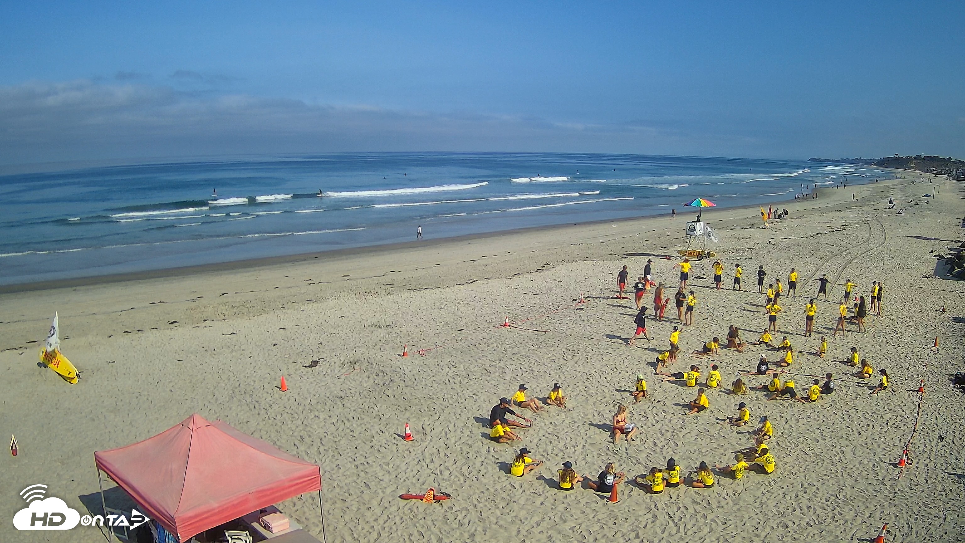 Snapshot of 17th St. Del Mar Beach - 4K NW View Live Cam taken Jul 17, 2025, 9:10am PDT