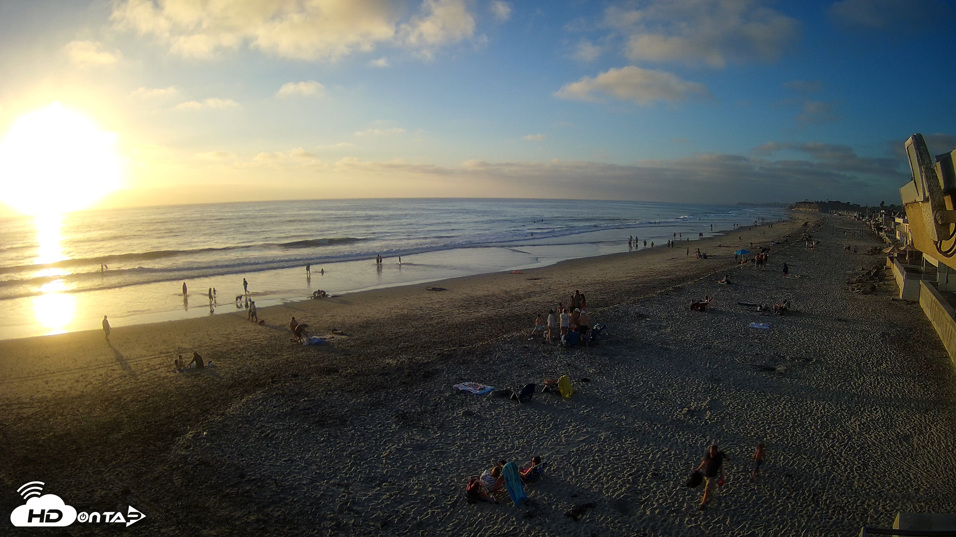 Snapshot of 17th St. Del Mar Beach - 4K NW View Live Cam taken Sep 13, 2026, 6:34pm PDT