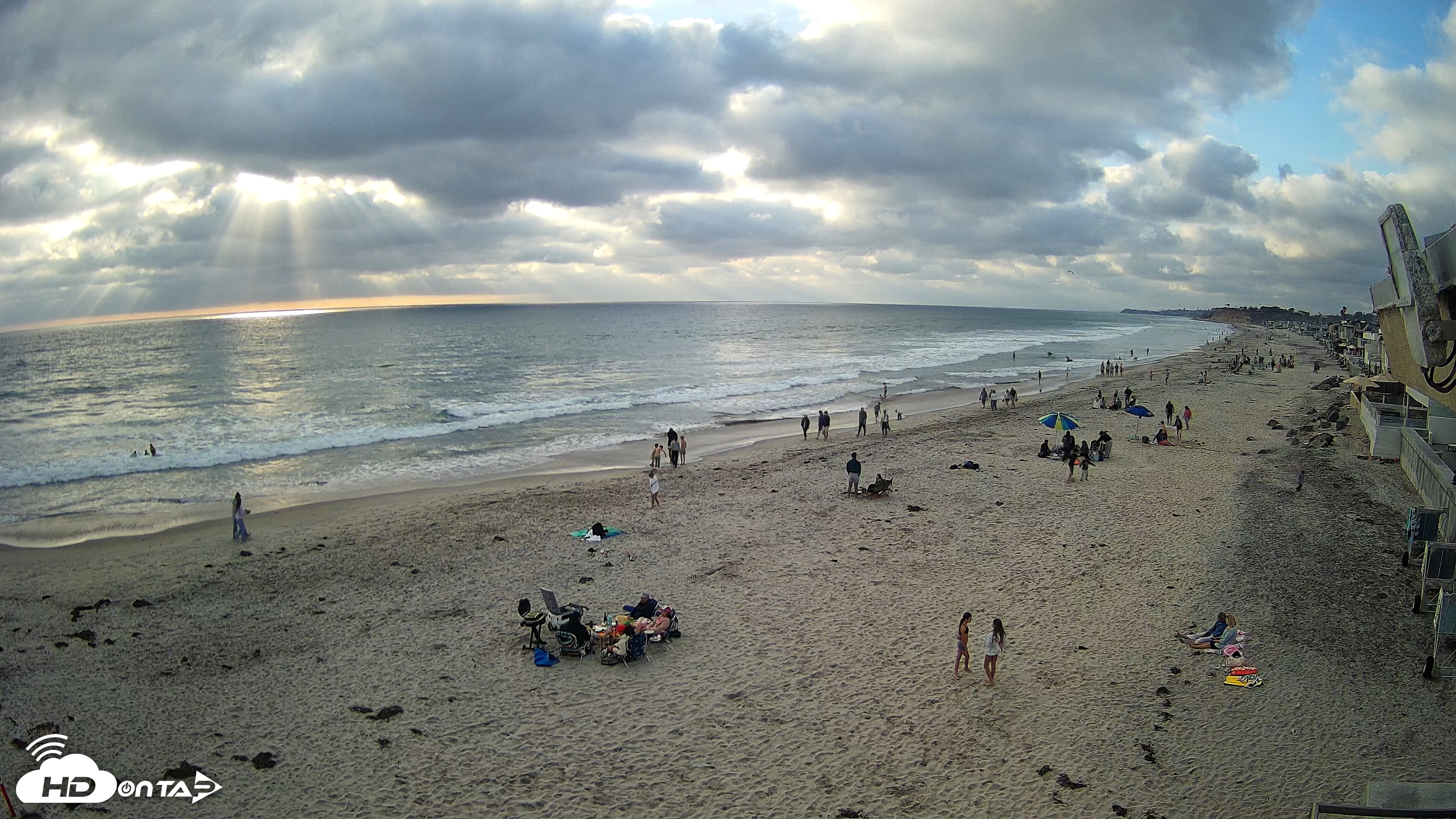 Snapshot of 17th St. Del Mar Beach - 4K NW View Live Cam taken May 23, 2026, 6:38pm PDT