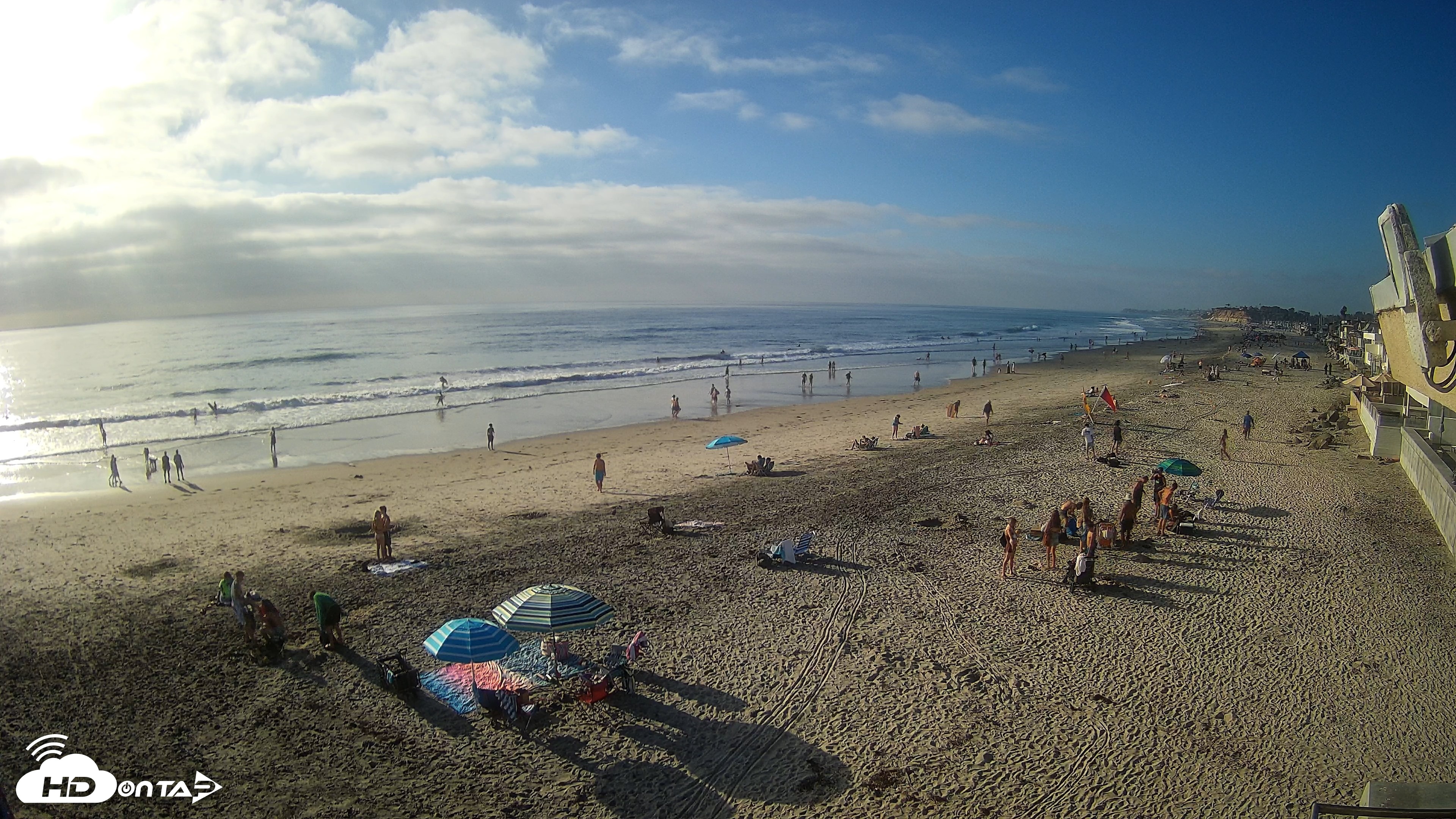 Snapshot of 17th St. Del Mar Beach - 4K NW View Live Cam taken Sep 12, 2026, 5:24pm PDT