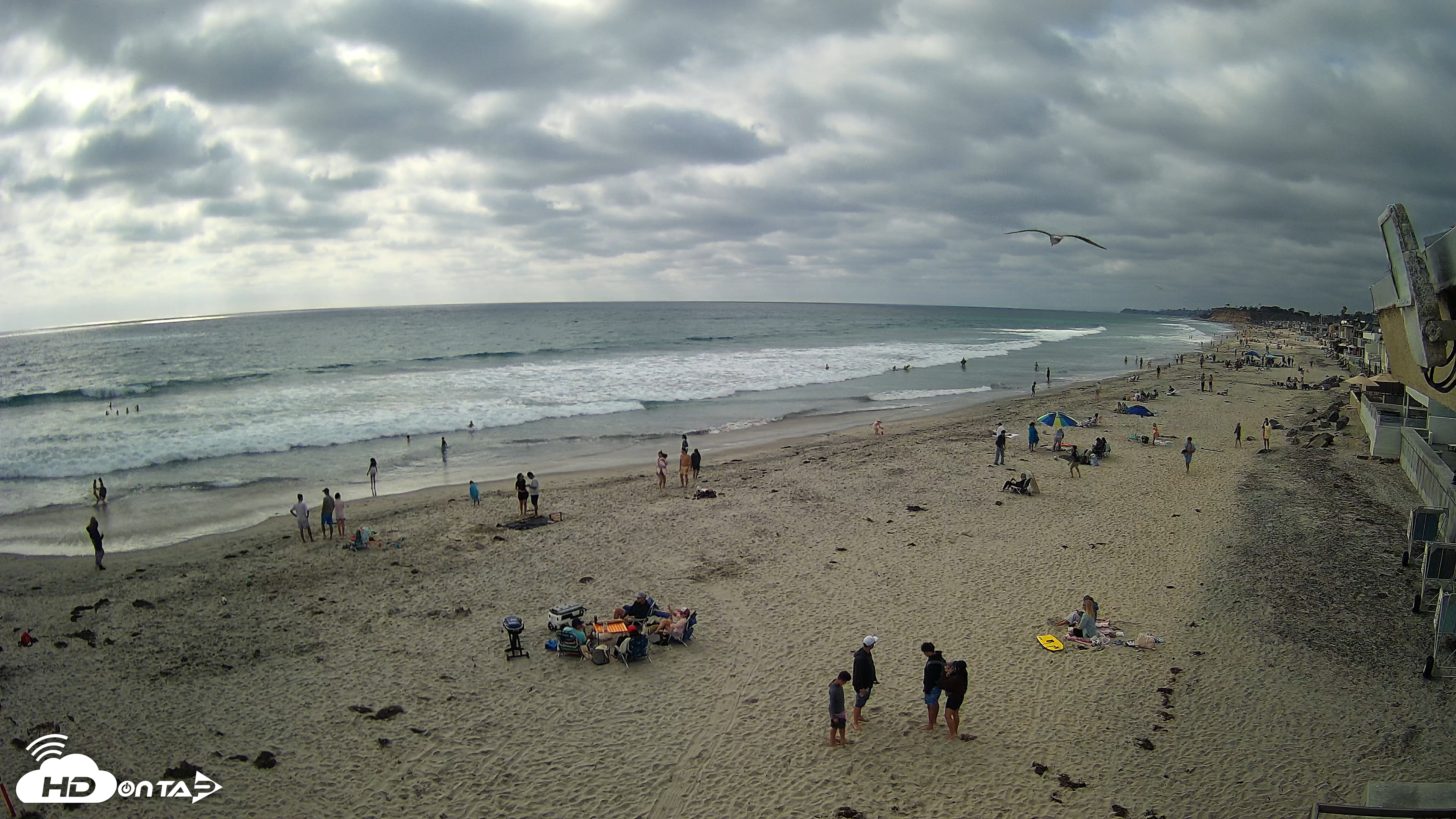 Snapshot of 17th St. Del Mar Beach - 4K NW View Live Cam taken May 23, 2026, 5:11pm PDT
