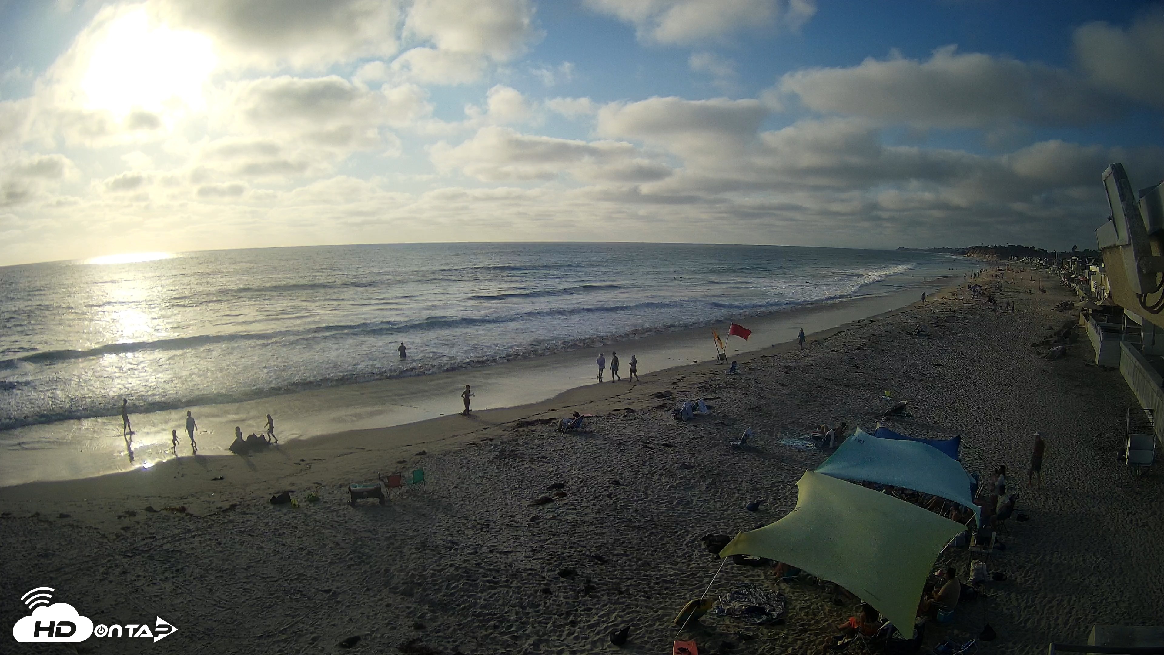 Snapshot of 17th St. Del Mar Beach - 4K NW View Live Cam taken Aug 11, 2026, 6:20pm PDT