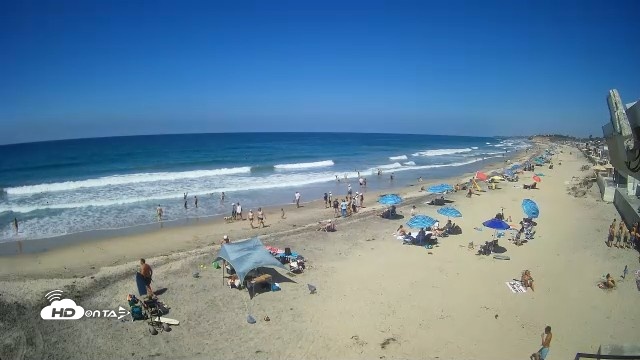 Snapshot of 17th St. Del Mar Beach - 4K NW View Live Cam taken Sep 19, 2026, 12:12pm PDT