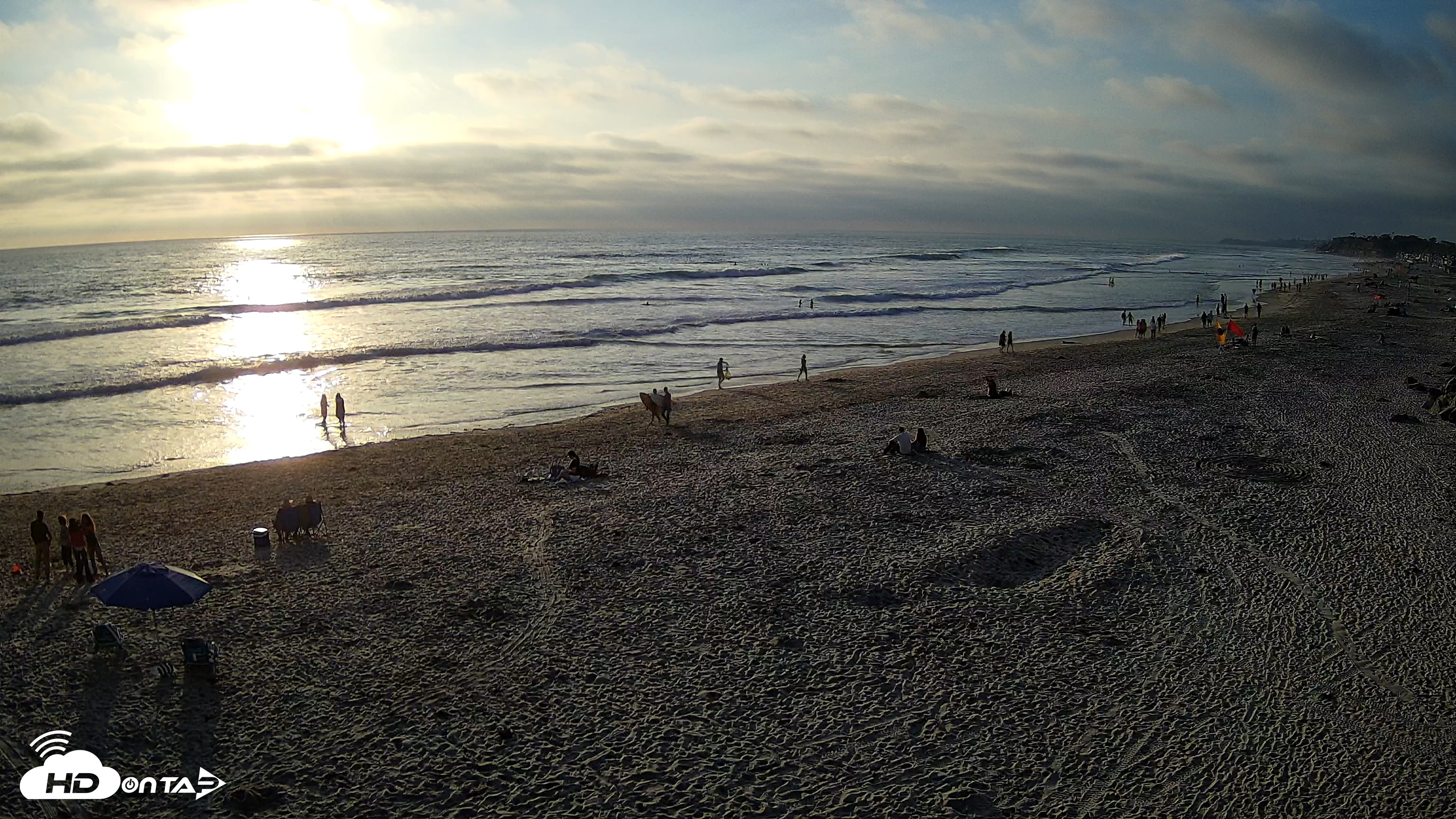 Snapshot of 17th St. Del Mar Beach - 4K NW View Live Cam taken Jun 28, 2025, 7:14pm PDT