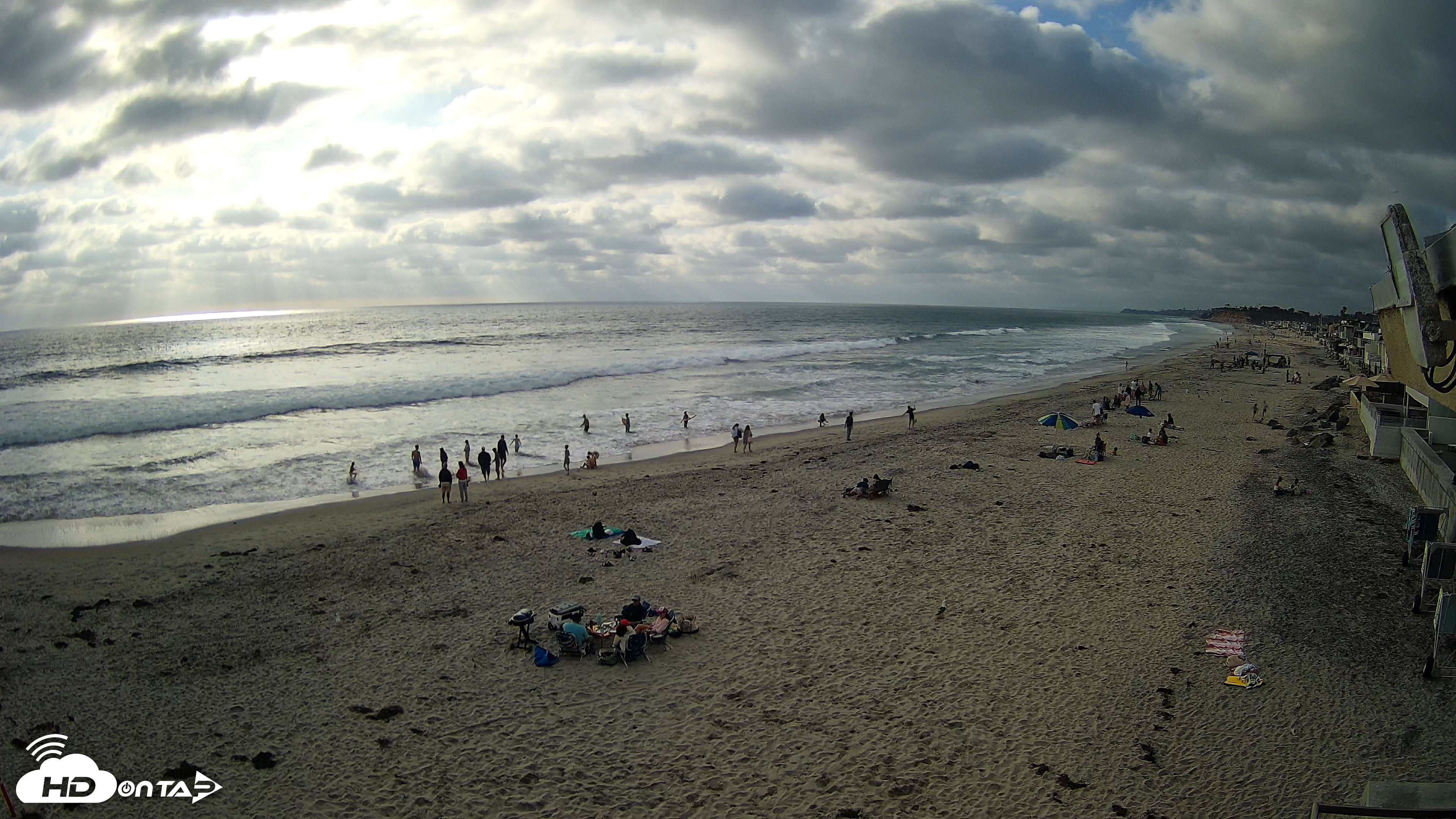 Snapshot of 17th St. Del Mar Beach - 4K NW View Live Cam taken May 23, 2026, 5:58pm PDT