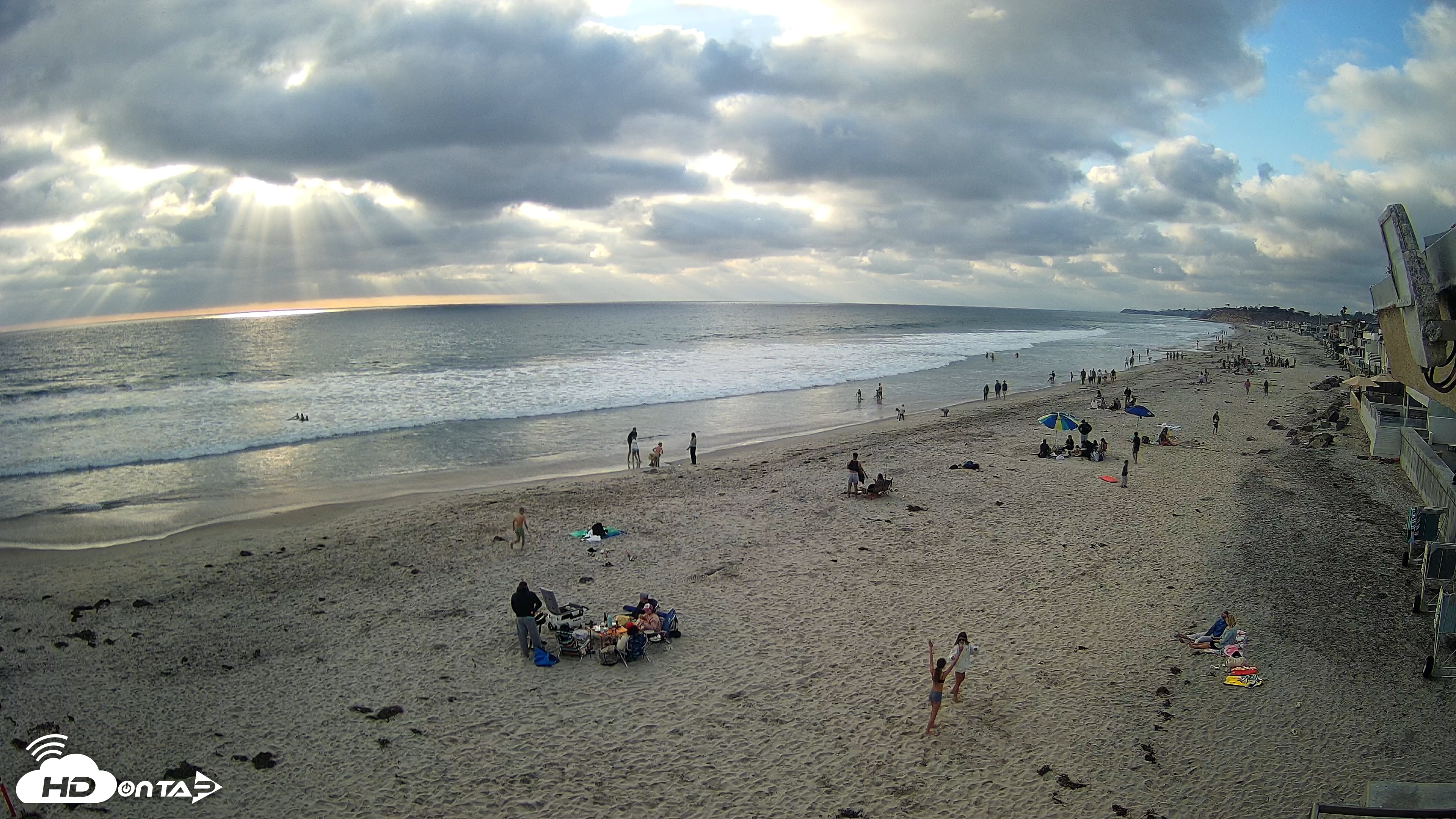 Snapshot of 17th St. Del Mar Beach - 4K NW View Live Cam taken May 23, 2026, 6:38pm PDT