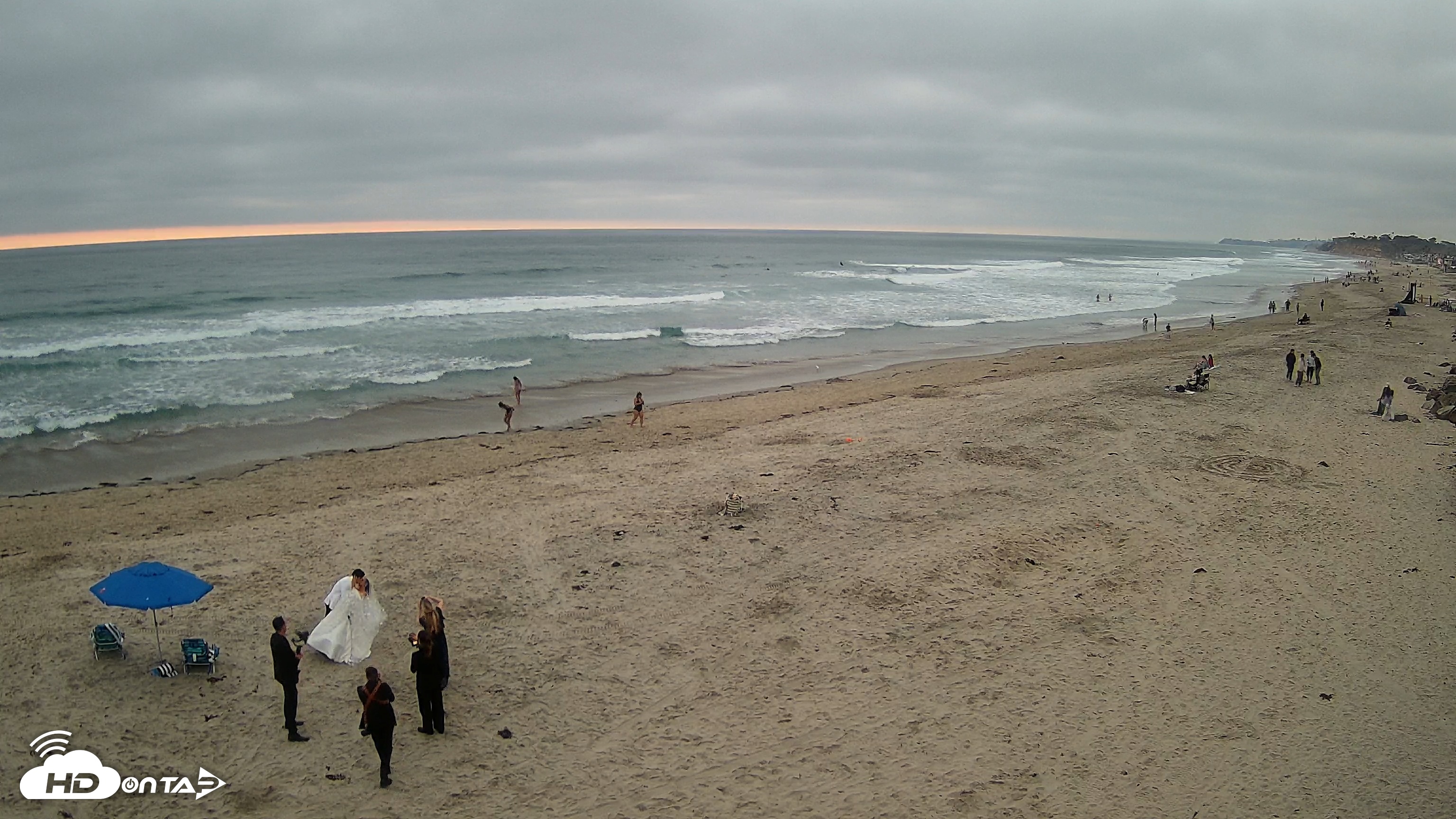 Snapshot of 17th St. Del Mar Beach - 4K NW View Live Cam taken Jun 28, 2025, 8:03pm PDT