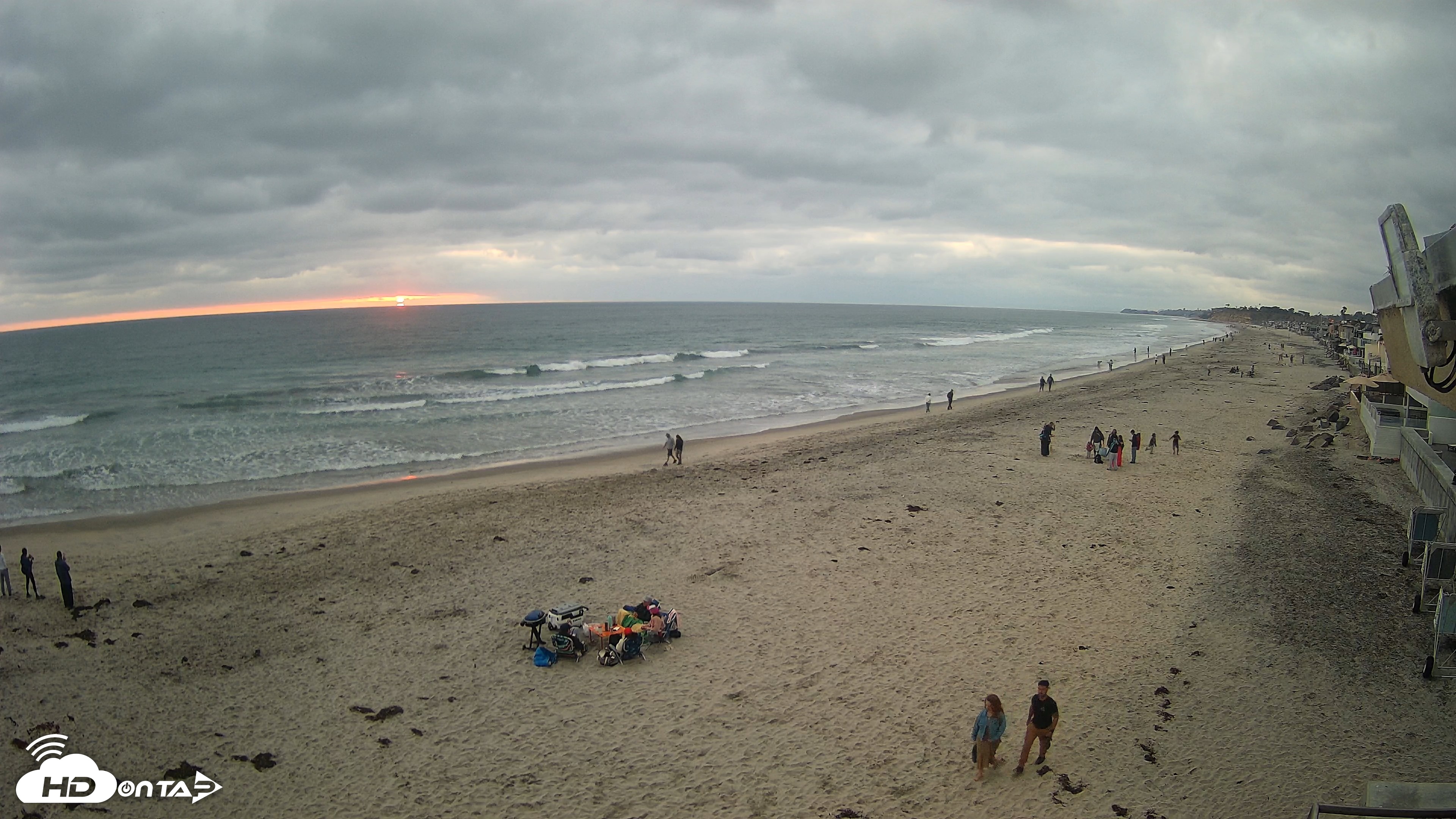Snapshot of 17th St. Del Mar Beach - 4K NW View Live Cam taken May 23, 2026, 7:46pm PDT