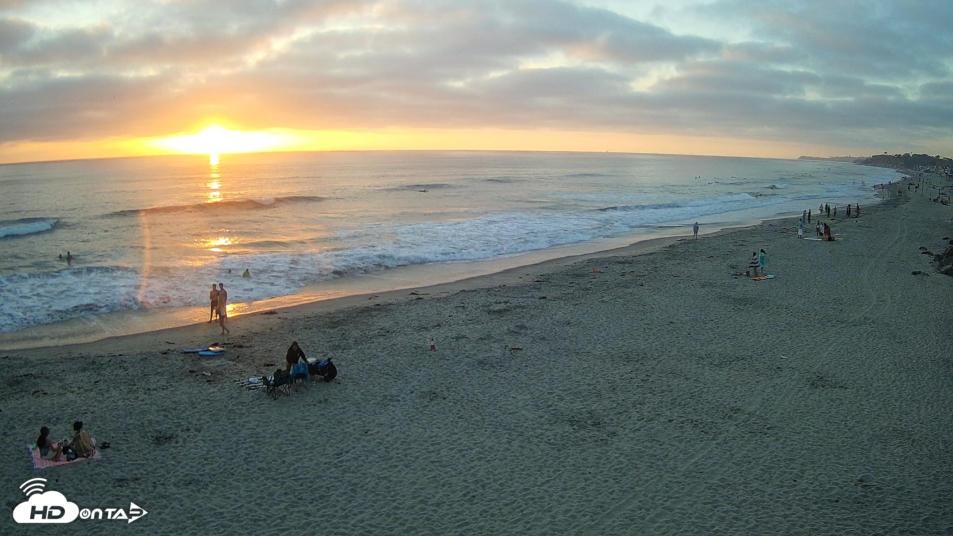 Snapshot of 17th St. Del Mar Beach - 4K NW View Live Cam taken Jul 10, 2025, 7:50pm PDT
