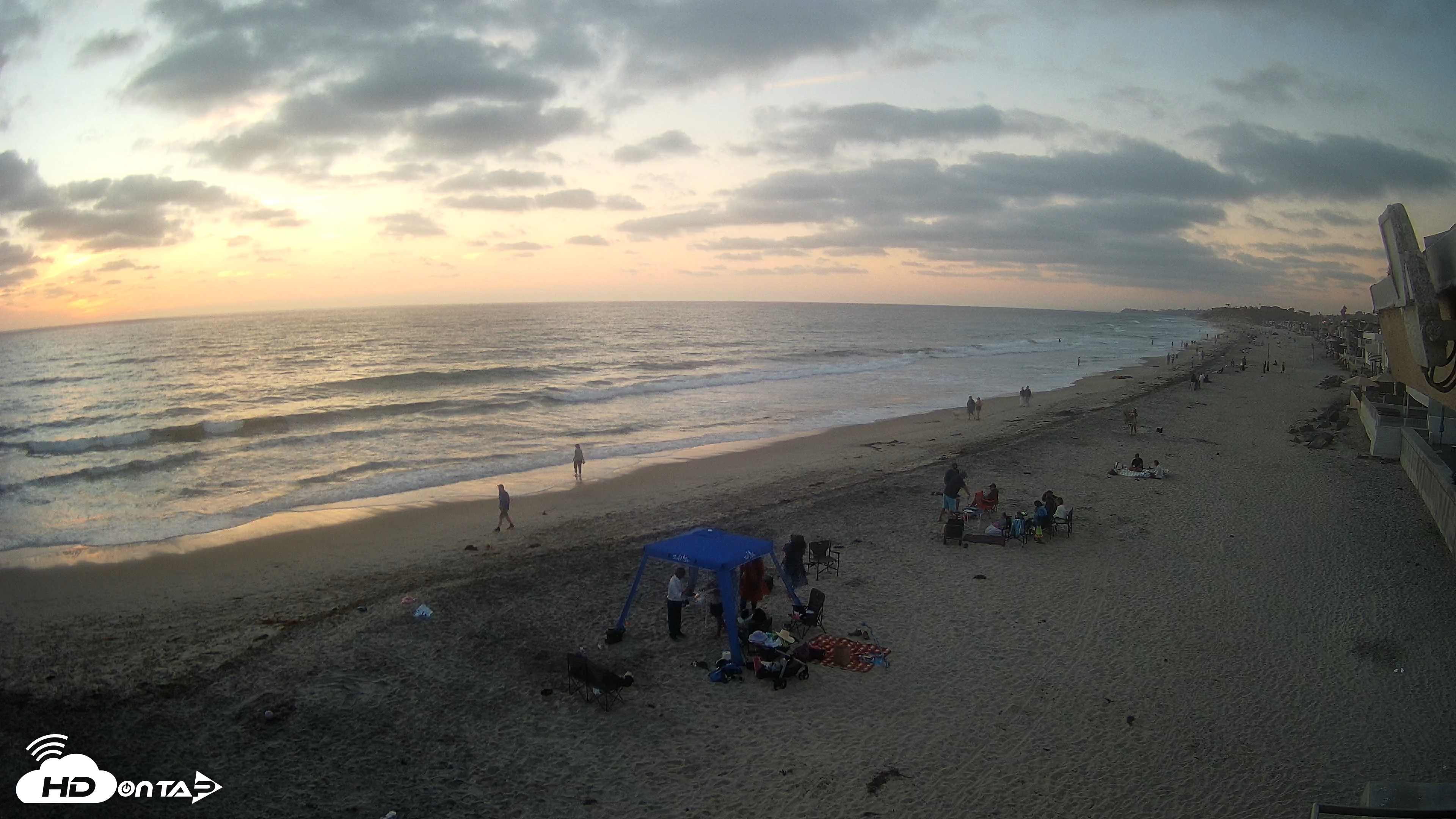 Snapshot of 17th St. Del Mar Beach - 4K NW View Live Cam taken Sep 19, 2026, 6:54pm PDT