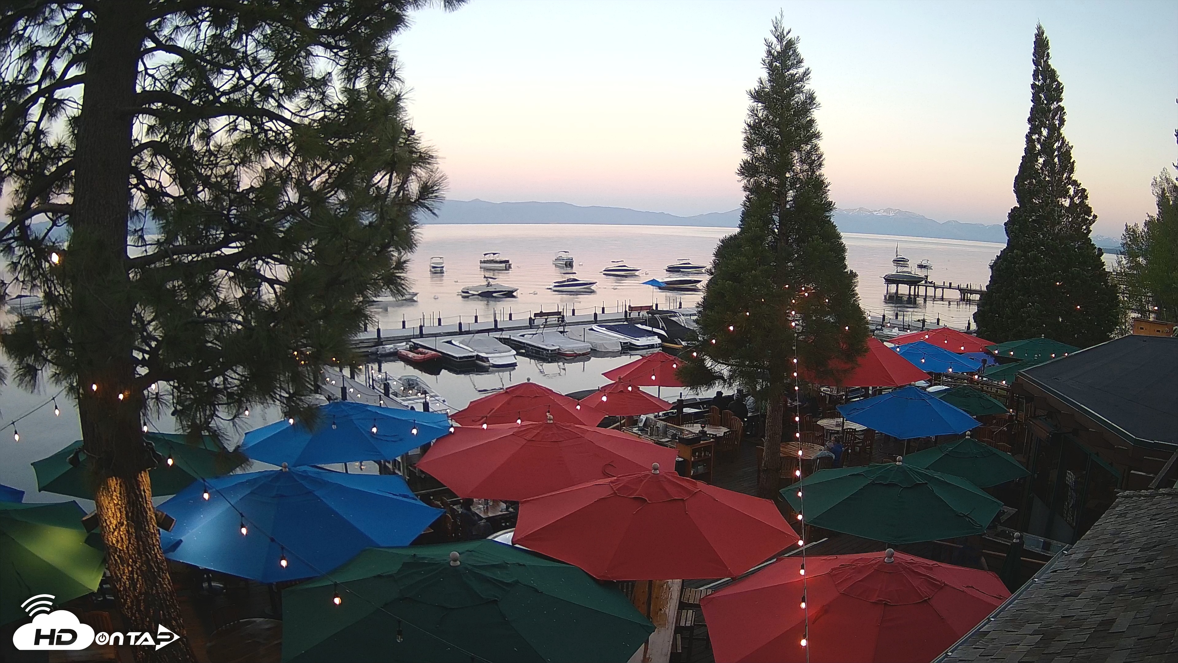 Snapshot of Sunnyside Resort West Shore Tahoe Live Webcam taken May 29, 2025, 8:19pm PDT