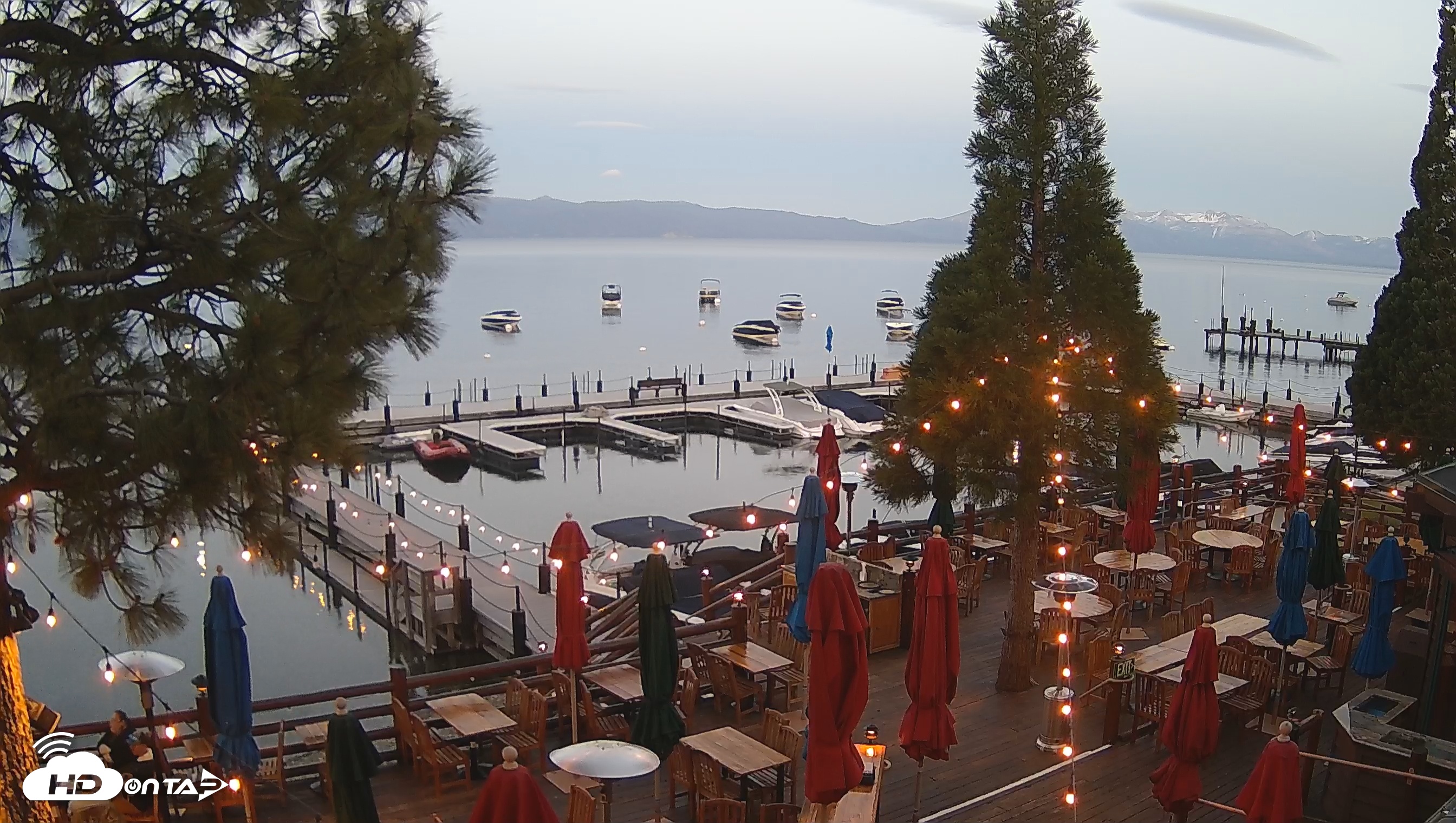 Snapshot of Sunnyside Resort West Shore Tahoe Live Webcam taken May 15, 2025, 8:14pm PDT