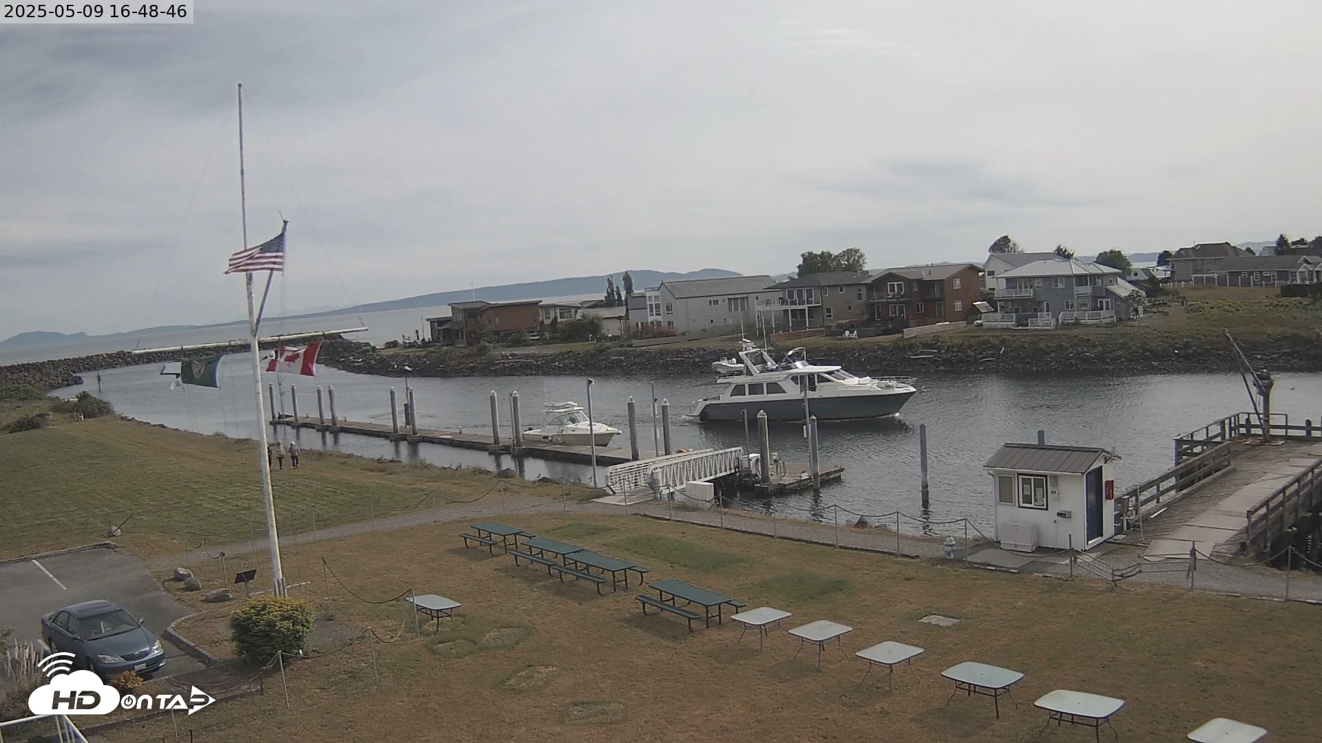 Snapshot of Point Roberts Marina Live Webcam taken May 9, 2025, 4:48pm PDT