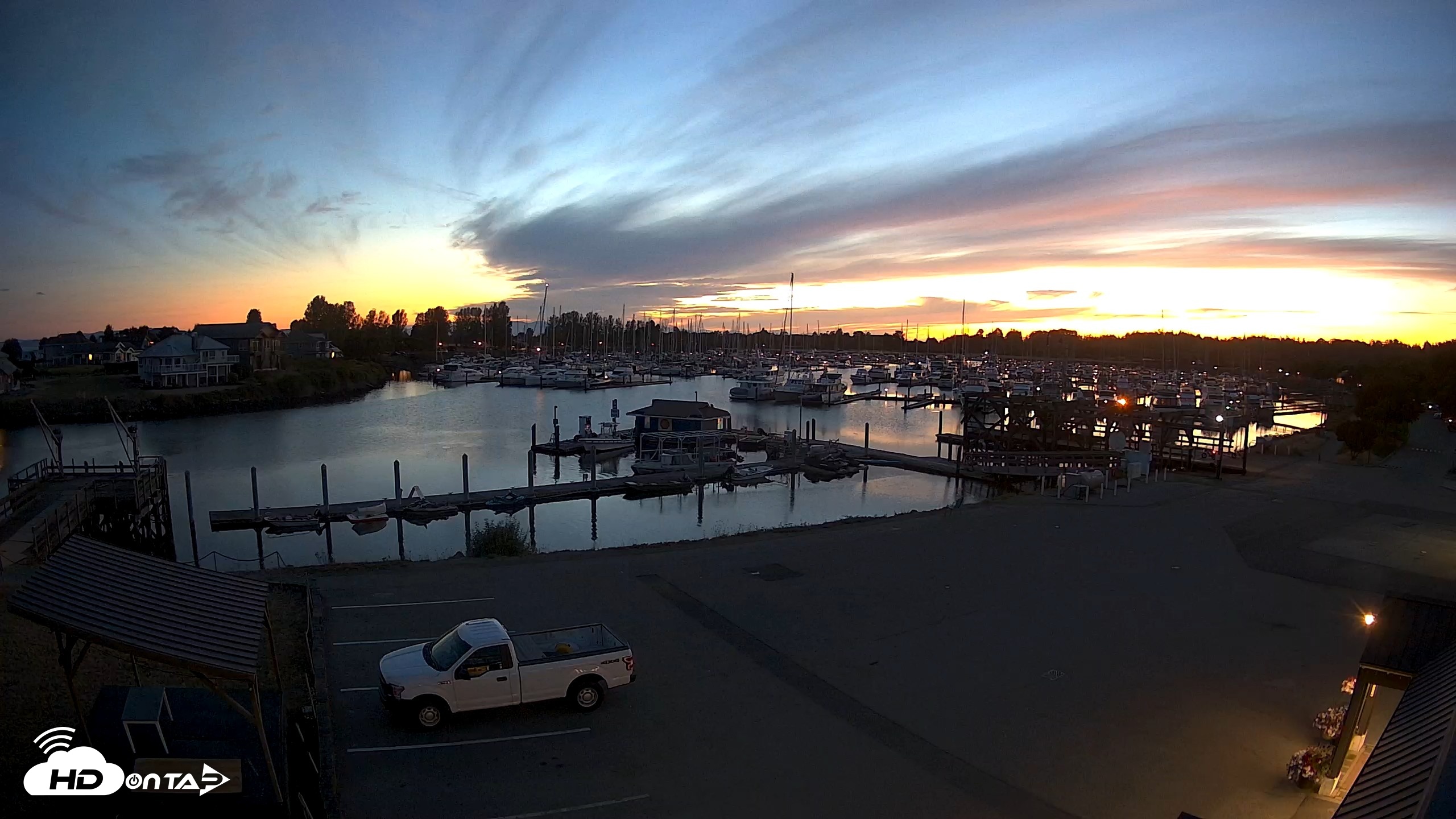 Snapshot of Point Roberts Marina NW Live Webcam taken Aug 10, 2026, 9:09pm PDT