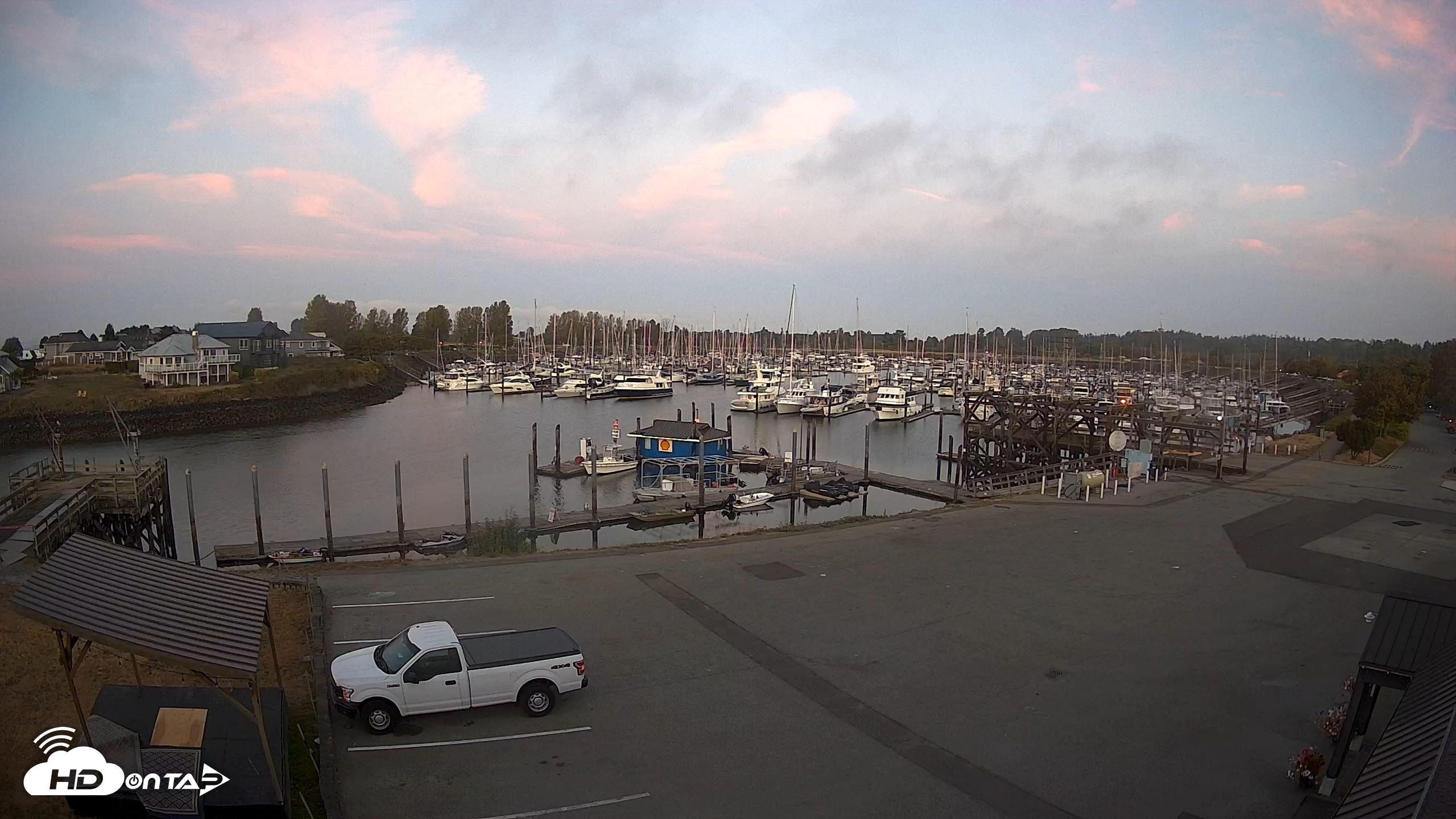 Snapshot of Point Roberts Marina NW Live Webcam taken Sep 19, 2026, 6:46am PDT