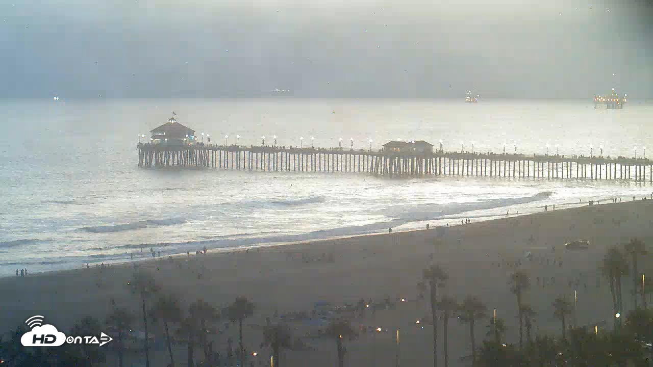Snapshot of Huntington Beach Pier Live Cam taken Jul 20, 2025, 8:18pm PDT